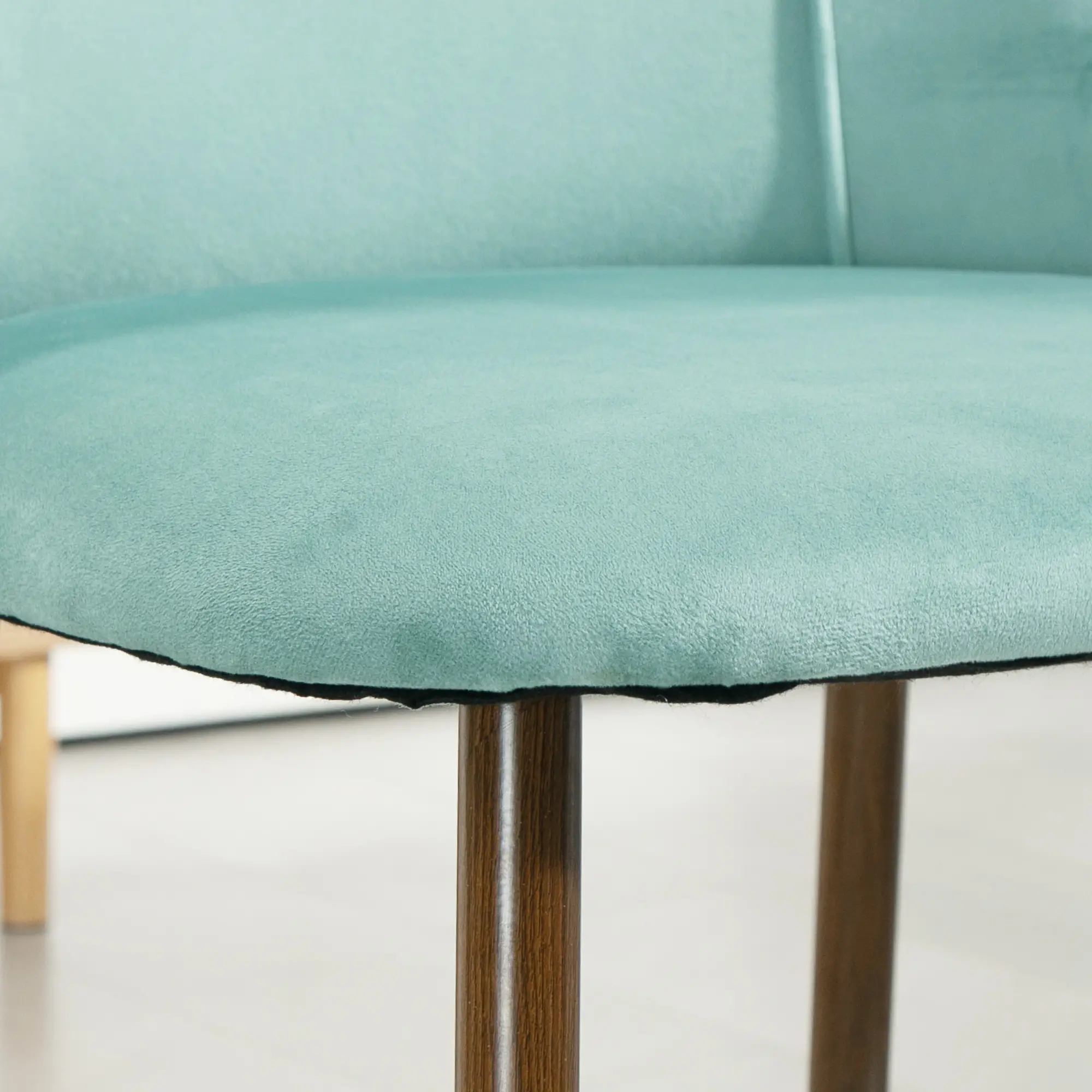 Upholstered Dining Chairs Set of 4, Velvet, Wood-Grain Steel Leg, Light Green - Image 10