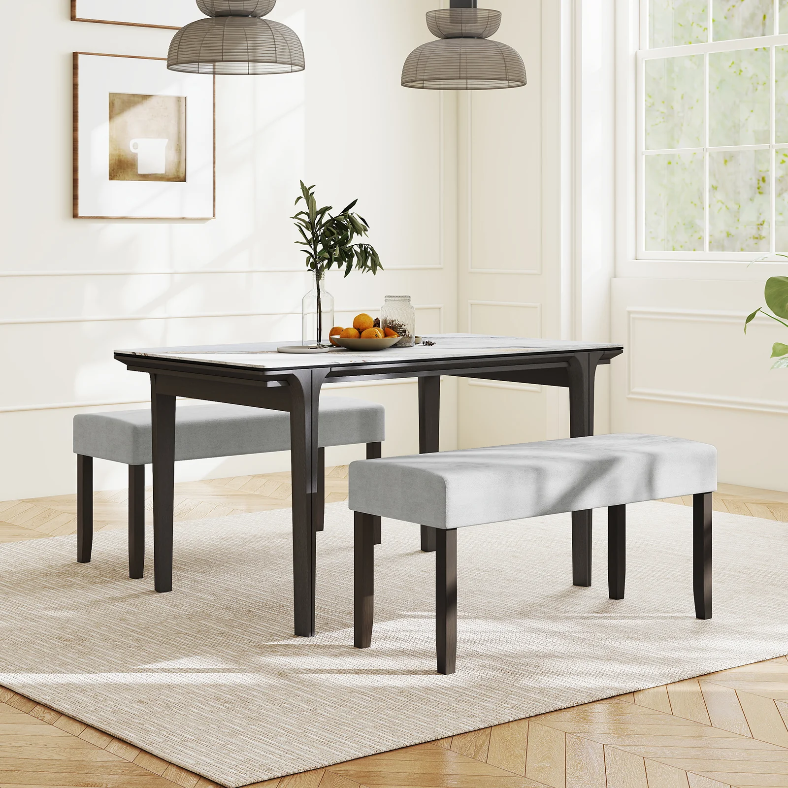 Upholstered Entryway Bench, With Padded Seat, Gray - Image 6
