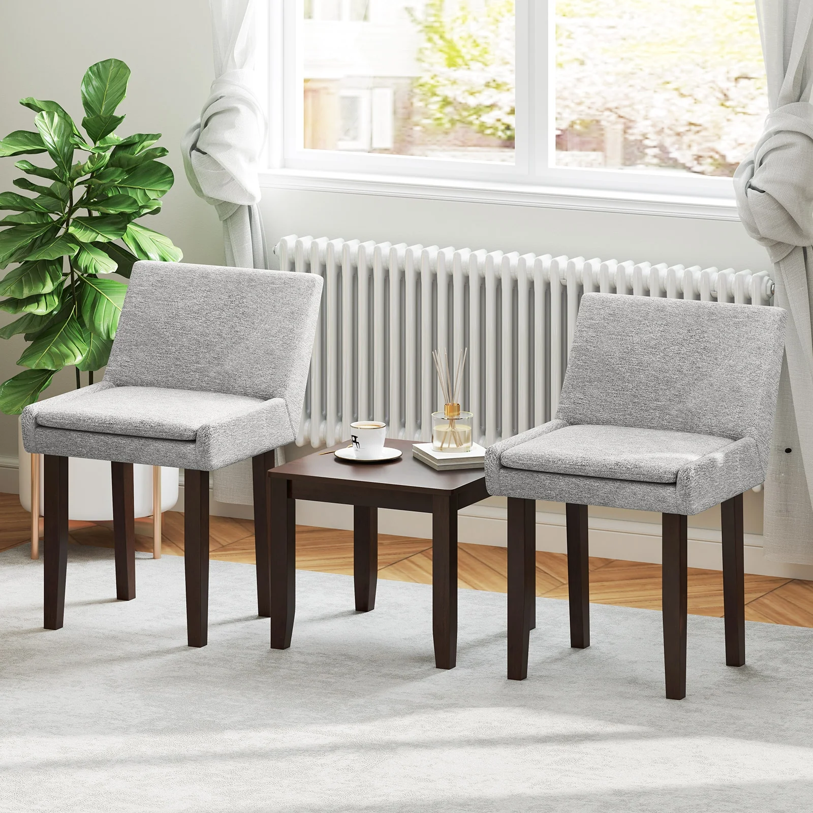 Upholstered Fabric Side Chair Set, 2 Piece, Gray - Image 2