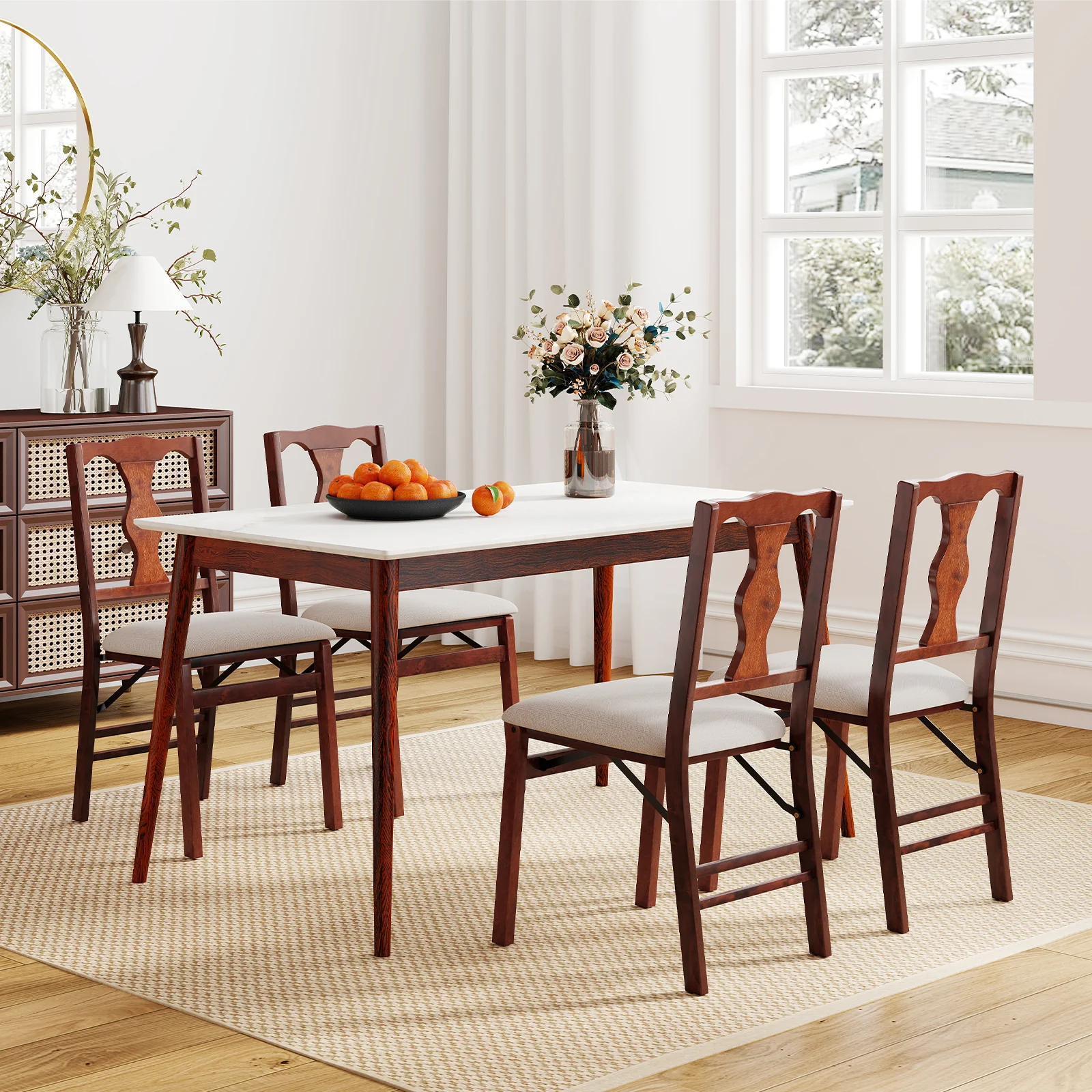 Upholstered Folding Chairs, Set of 2, Comfy Padded Seats, Beige - Image 7