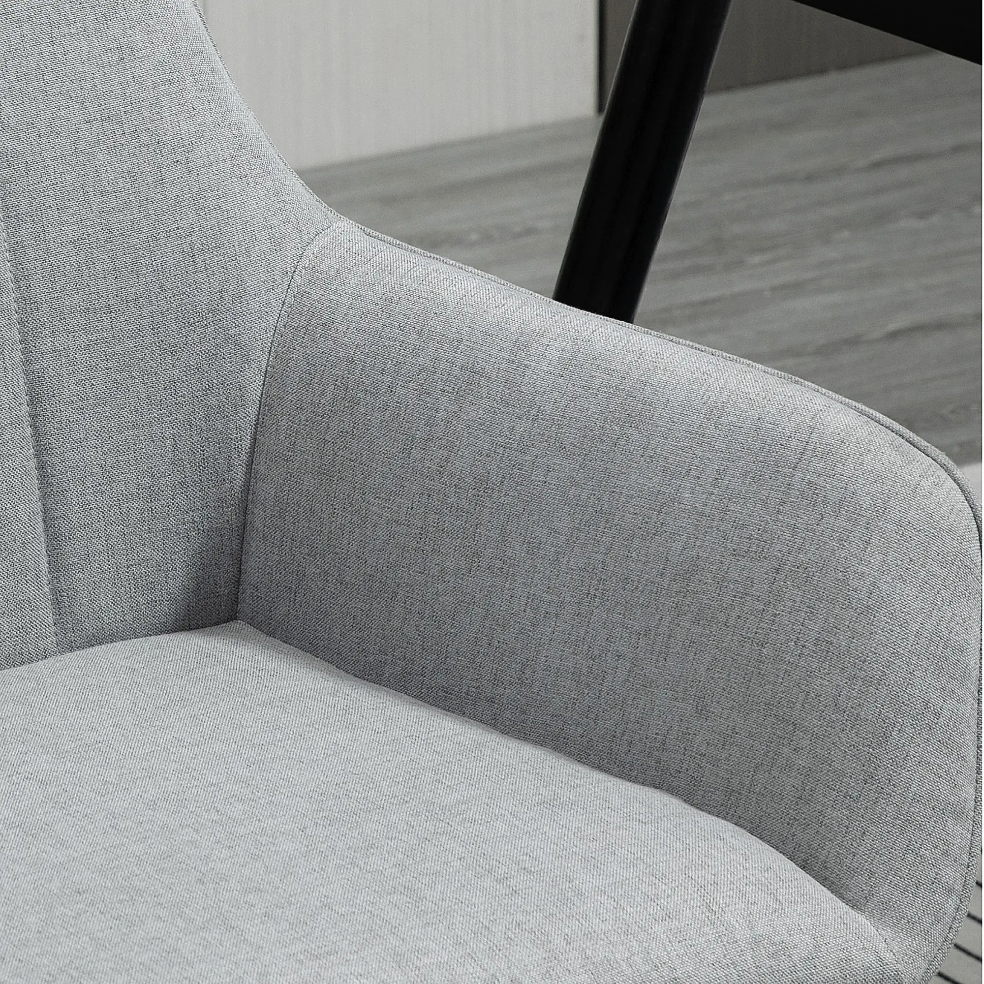 Upholstered Linen Dining Chairs, Set of 2, Metal Legs, Light Grey - Image 10