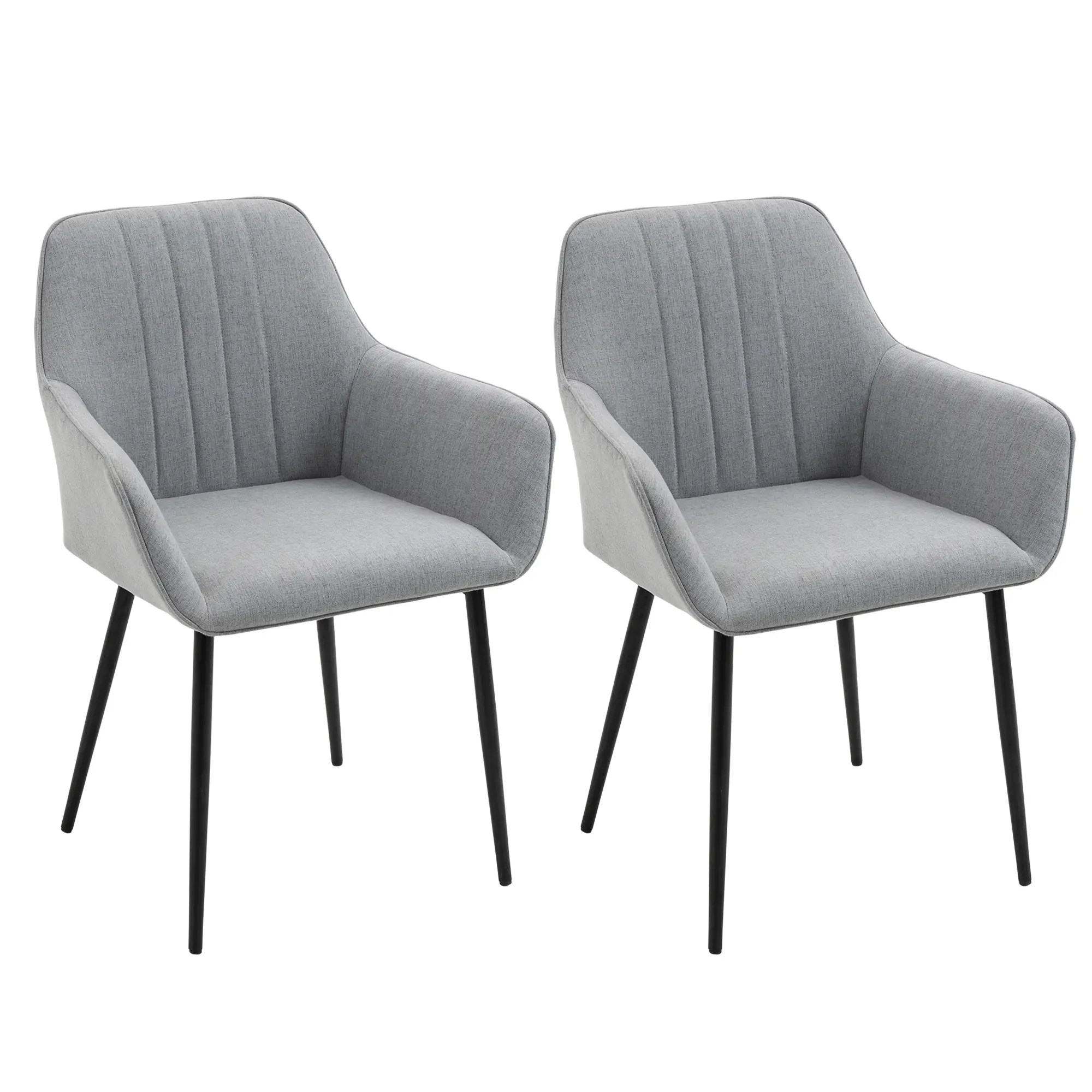 Upholstered Linen Dining Chairs, Set of 2, Metal Legs, Light Grey - Image 11