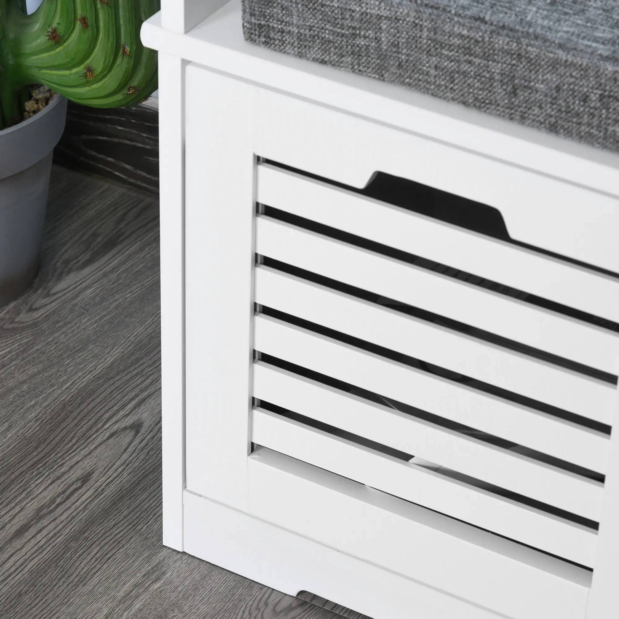 Upholstered Shoe Cabinet Bench, 3 Drawer Storage, White - Image 10