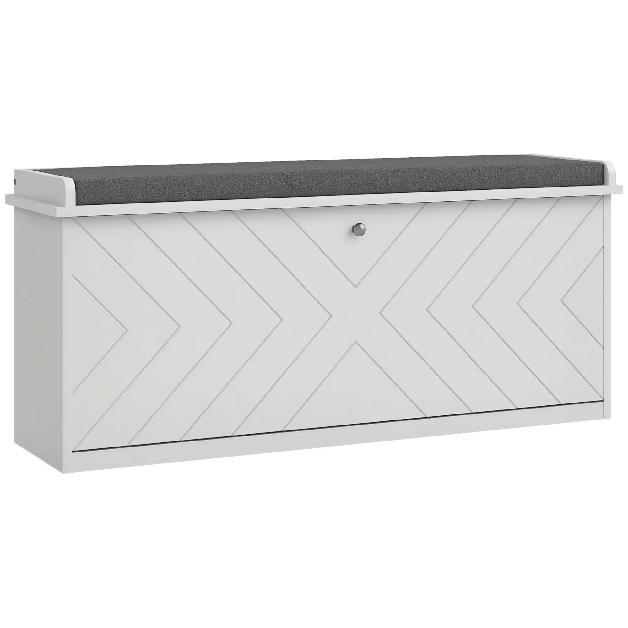 Upholstered Shoe Storage Bench with Flip Drawer, Adjustable Shelf, 10 Pairs - Image 11