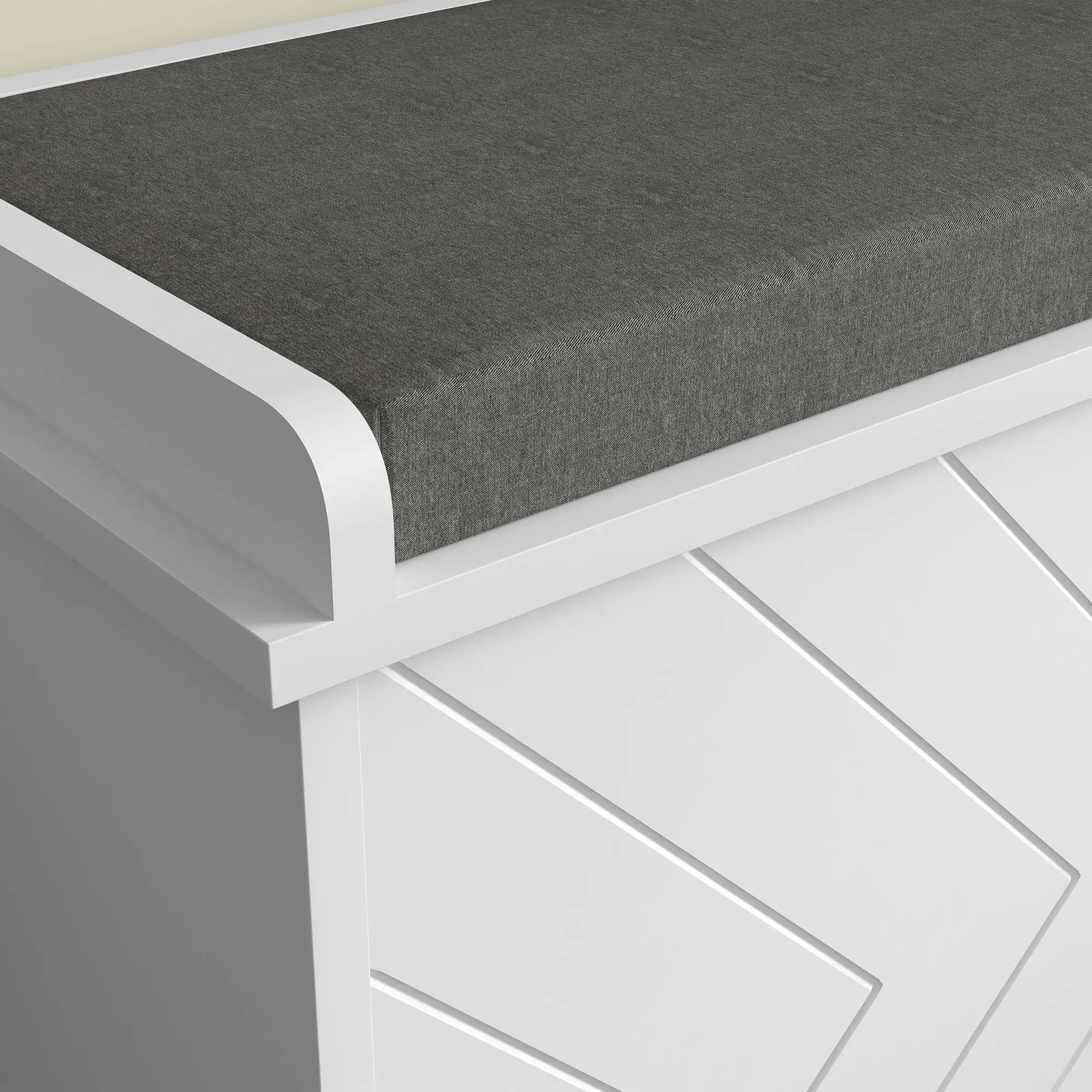 Upholstered Shoe Storage Bench with Flip Drawer, Adjustable Shelf, 10 Pairs - Image 9