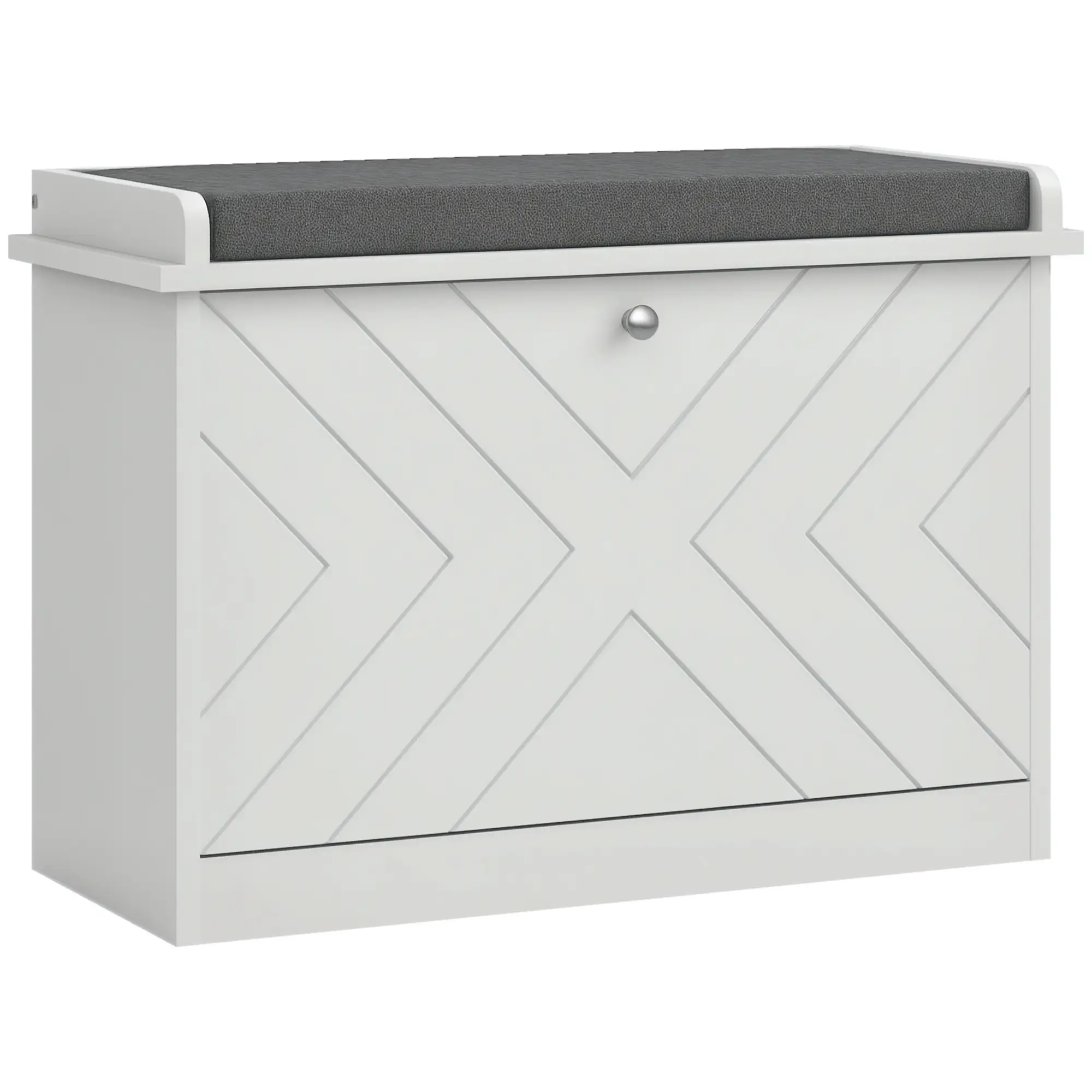 Upholstered Shoe Storage Bench with Flip Drawer, Adjustable Shelf, 6 Pairs - Image 11