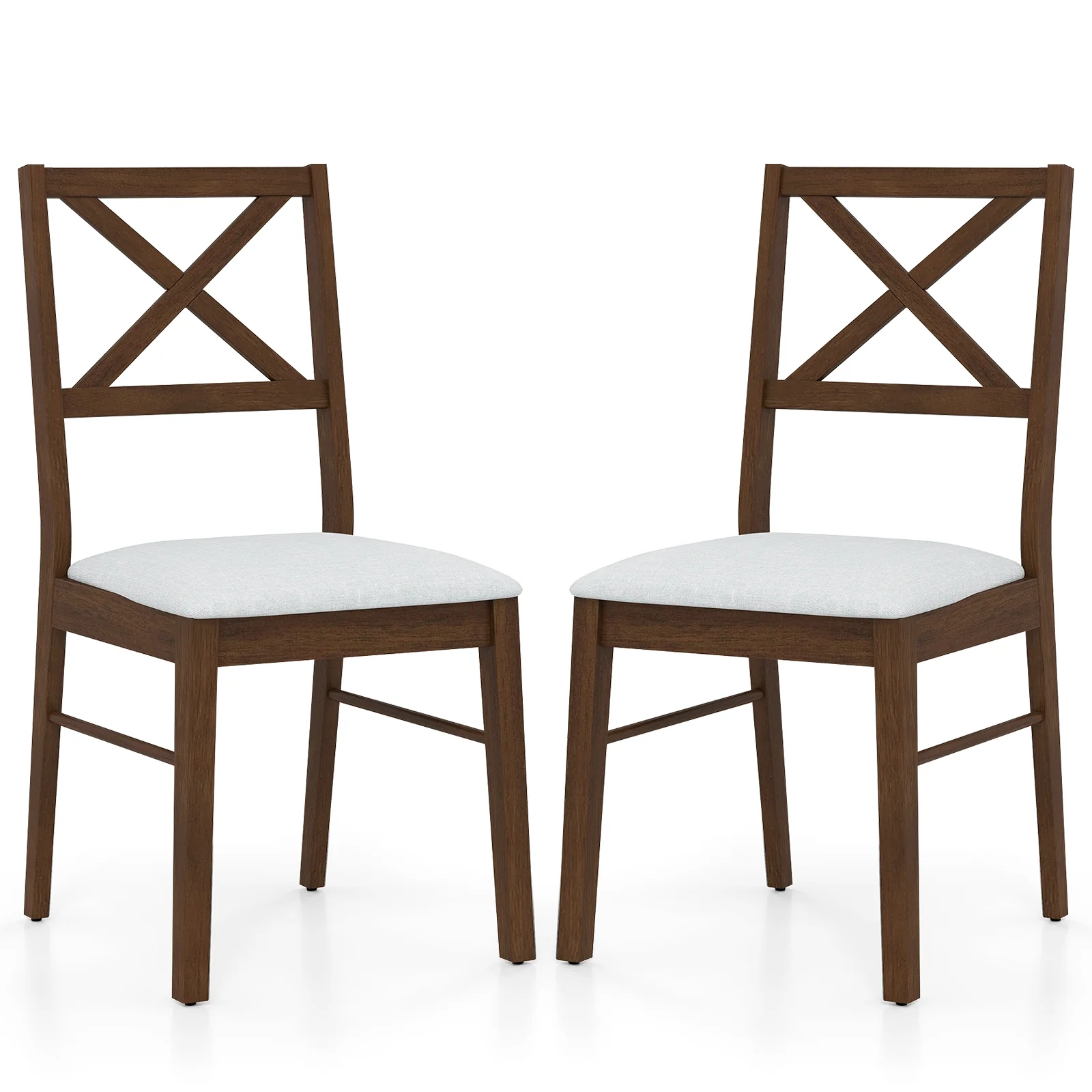 Upholstered Side Dining Chairs, Set of 2, Brown