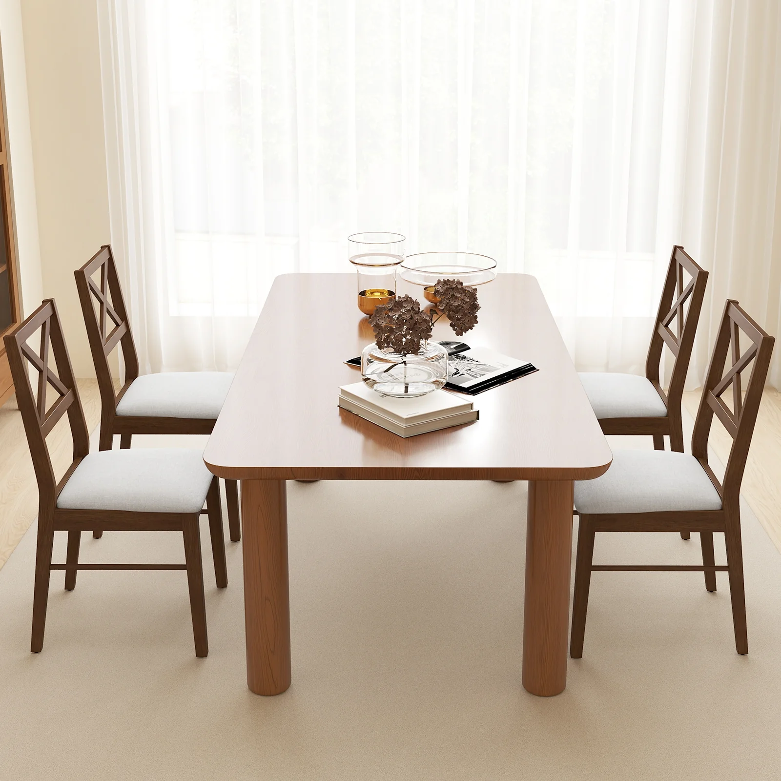 Upholstered Side Dining Chairs, Set of 2, Brown - Image 10