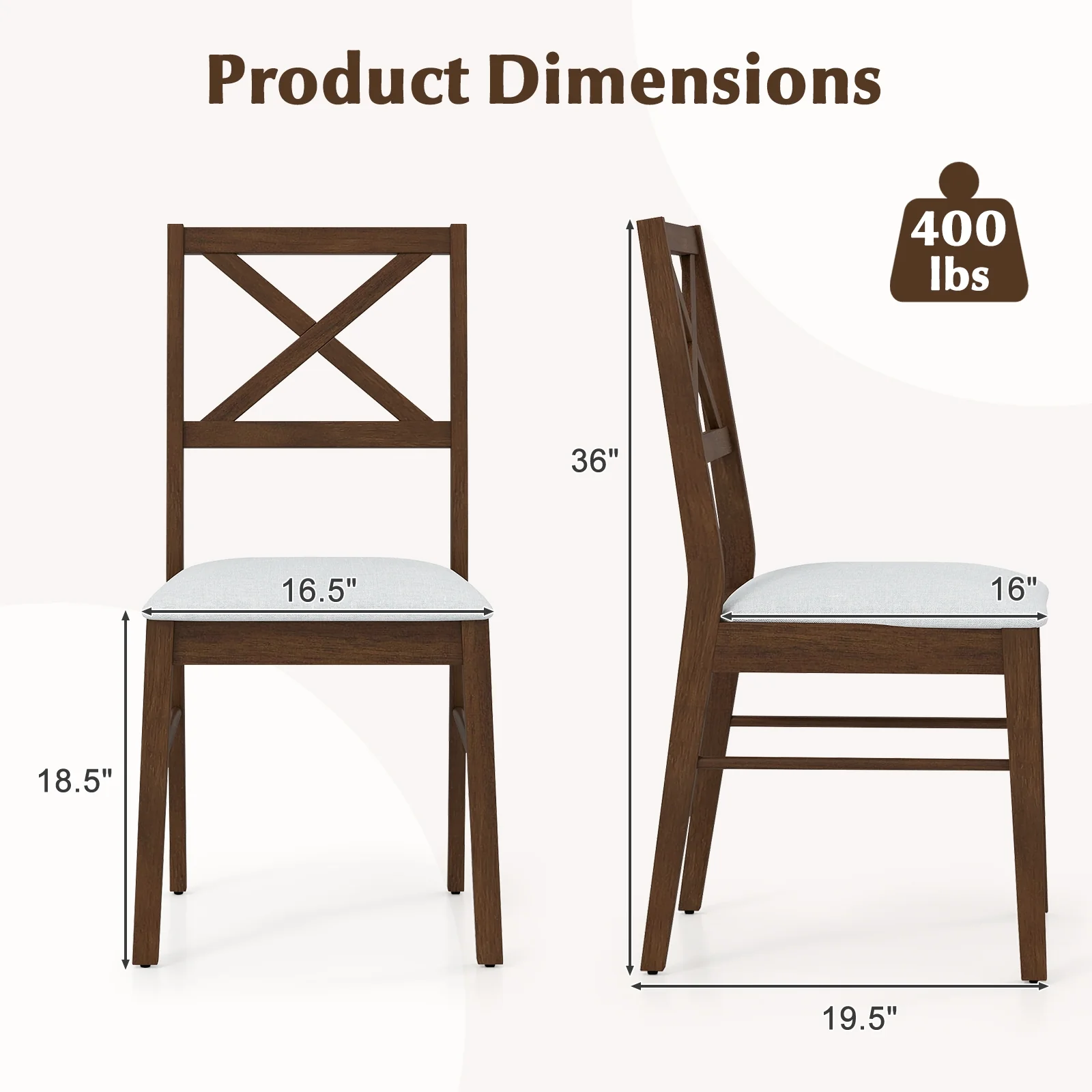 Upholstered Side Dining Chairs, Set of 2, Brown - Image 5