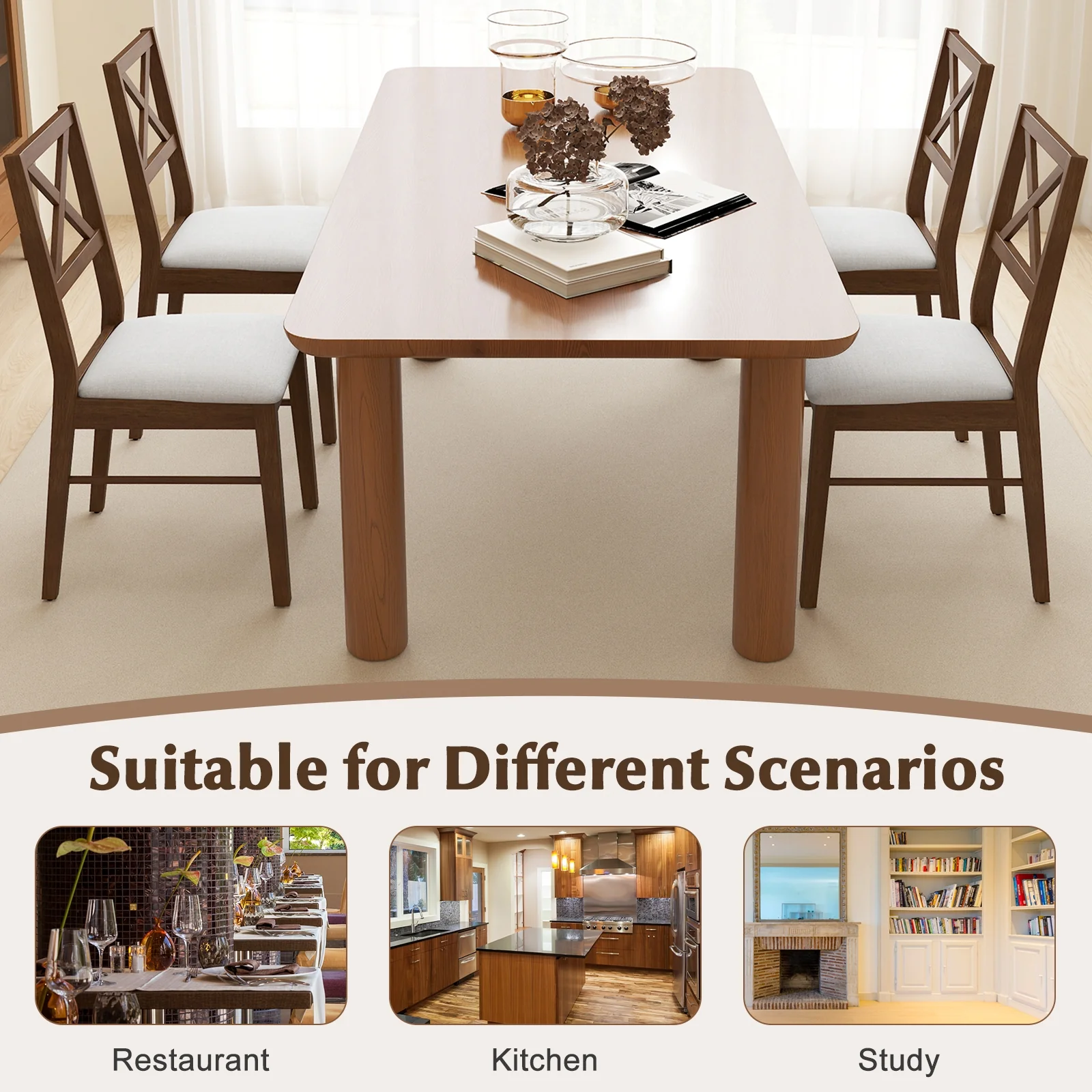Upholstered Side Dining Chairs, Set of 2, Brown - Image 9