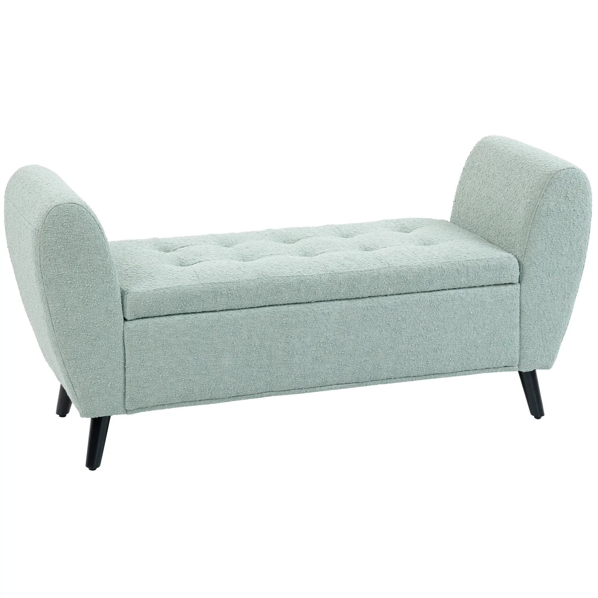 Upholstered Storage Bench with Arms, Modern Ottoman, Green - Image 11