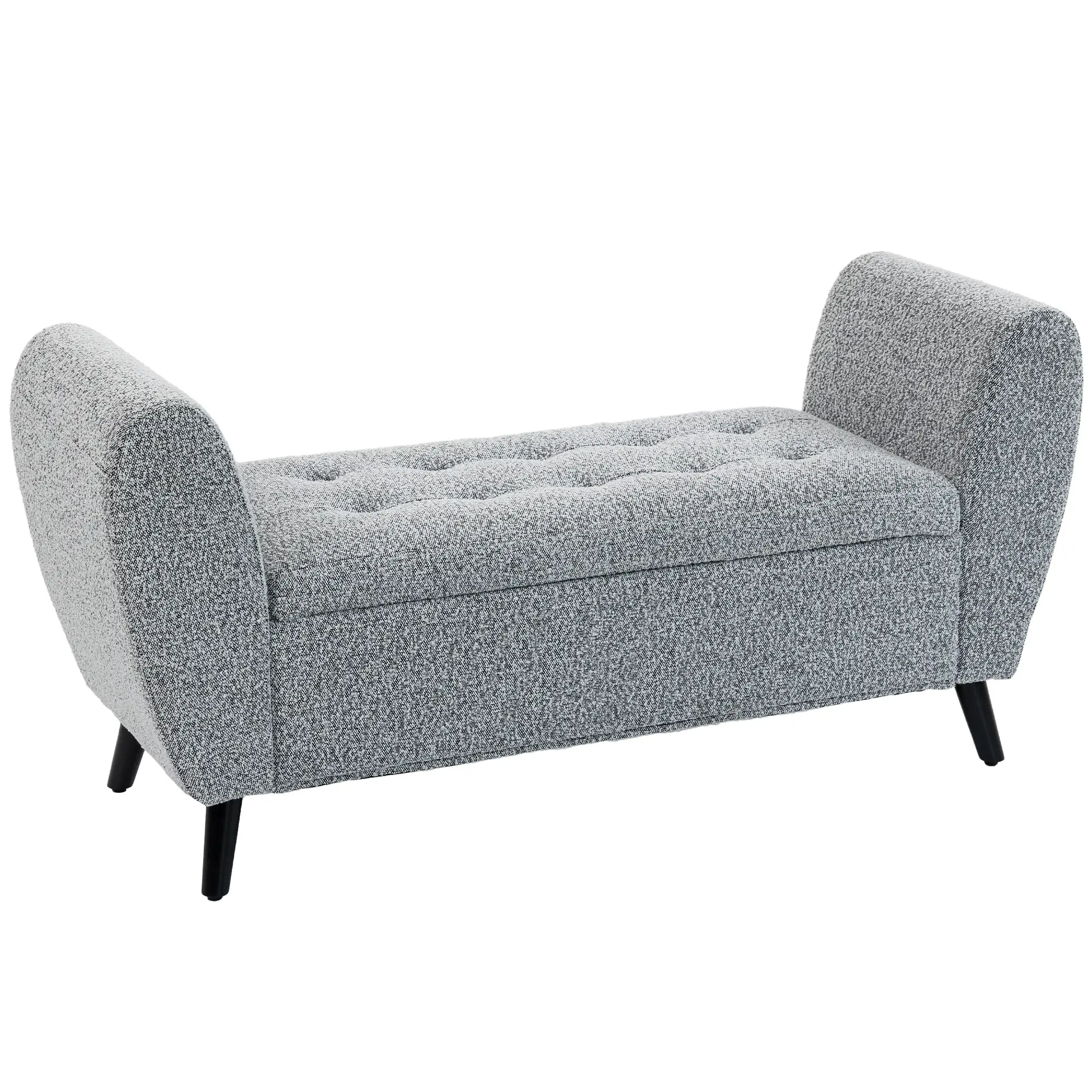 Upholstered Storage Bench with Arms, Modern Ottoman, Grey - Image 11