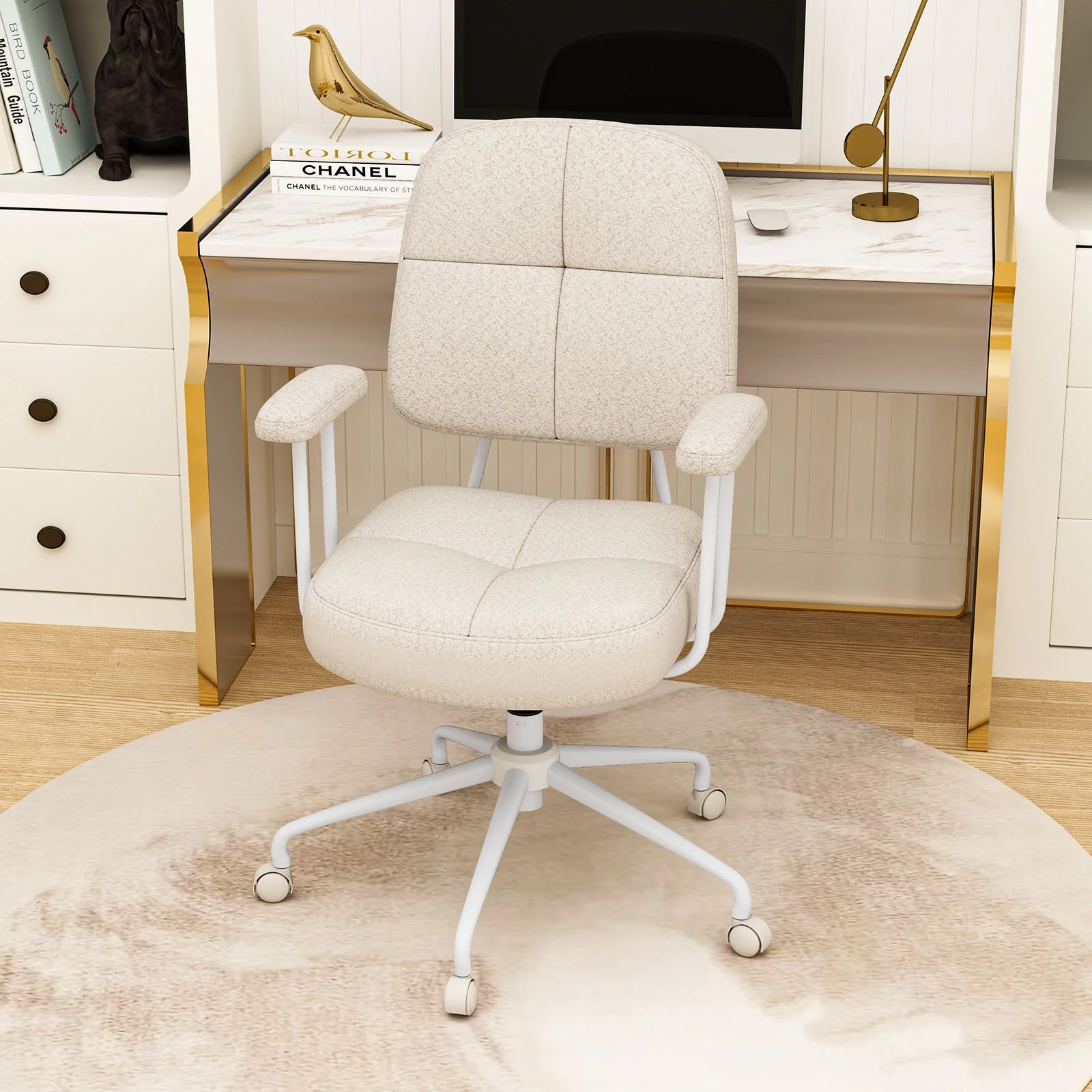 Upholstered Task Office Chair, Beige - Image 3