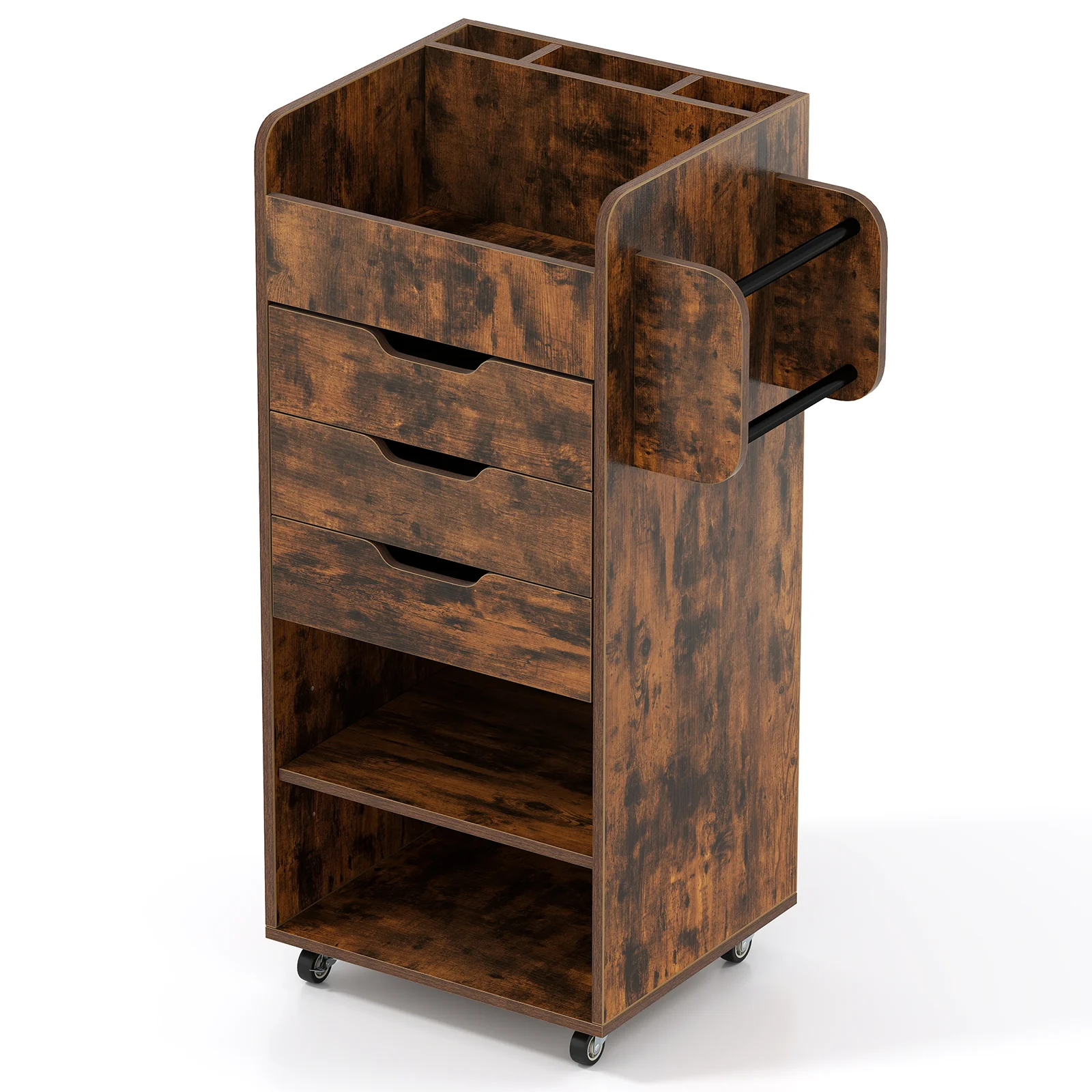 Utility Trolley With 3 Drawers, Rustic Brown - Image 4