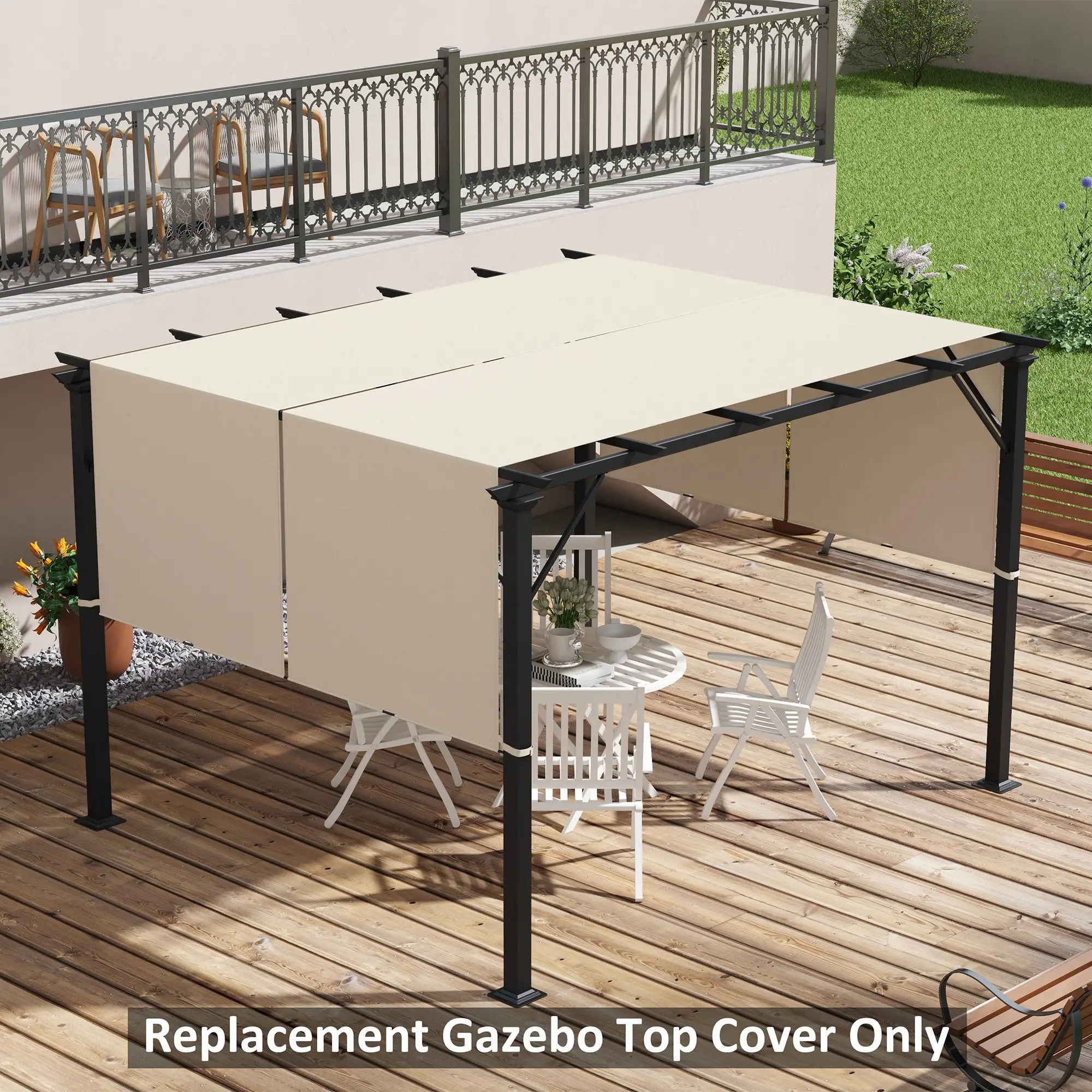 UV Protection Pergola Canopy, 10' x 10', Khaki - Image 2