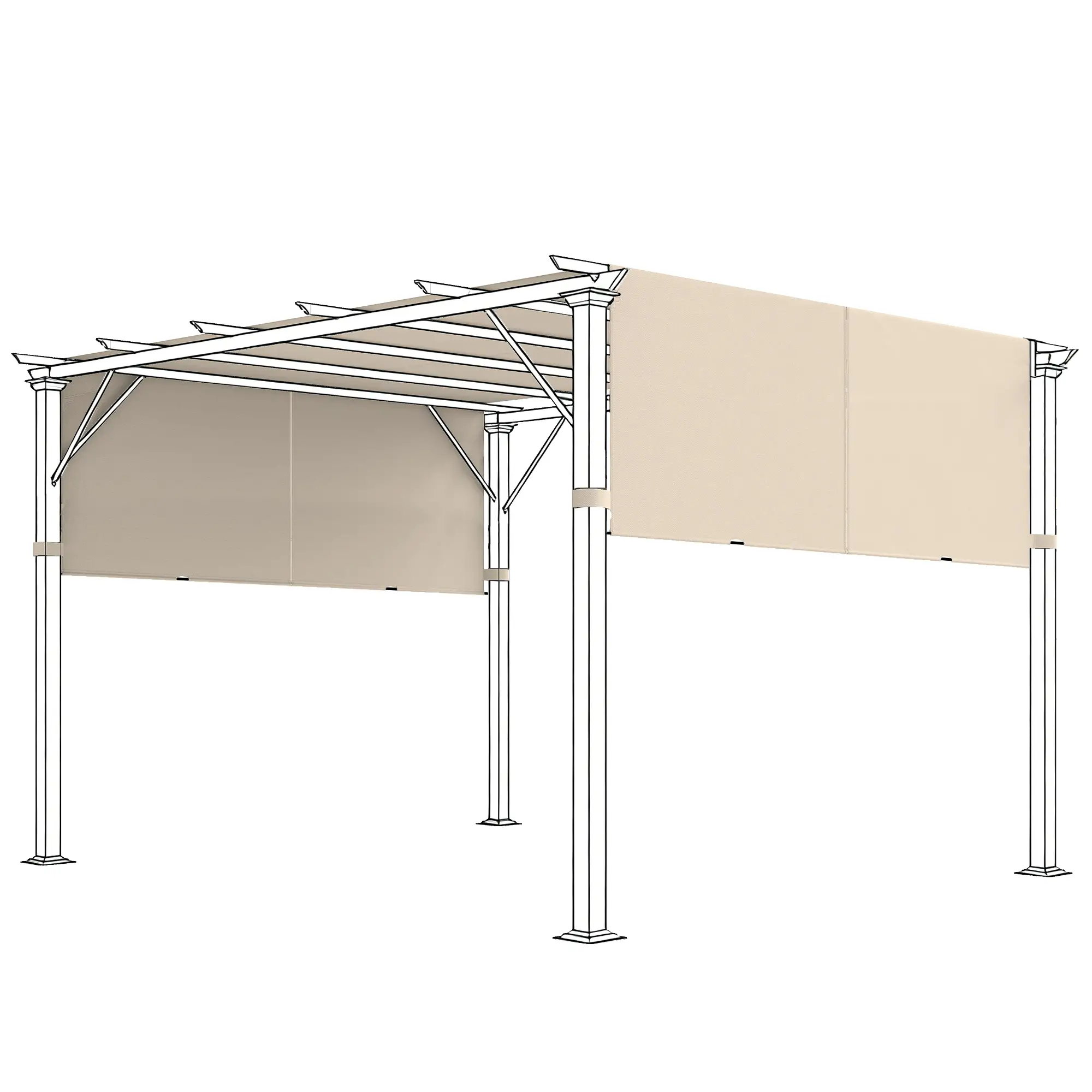UV Protection Pergola Replacement Canopy, 10' x 11.8', Khaki