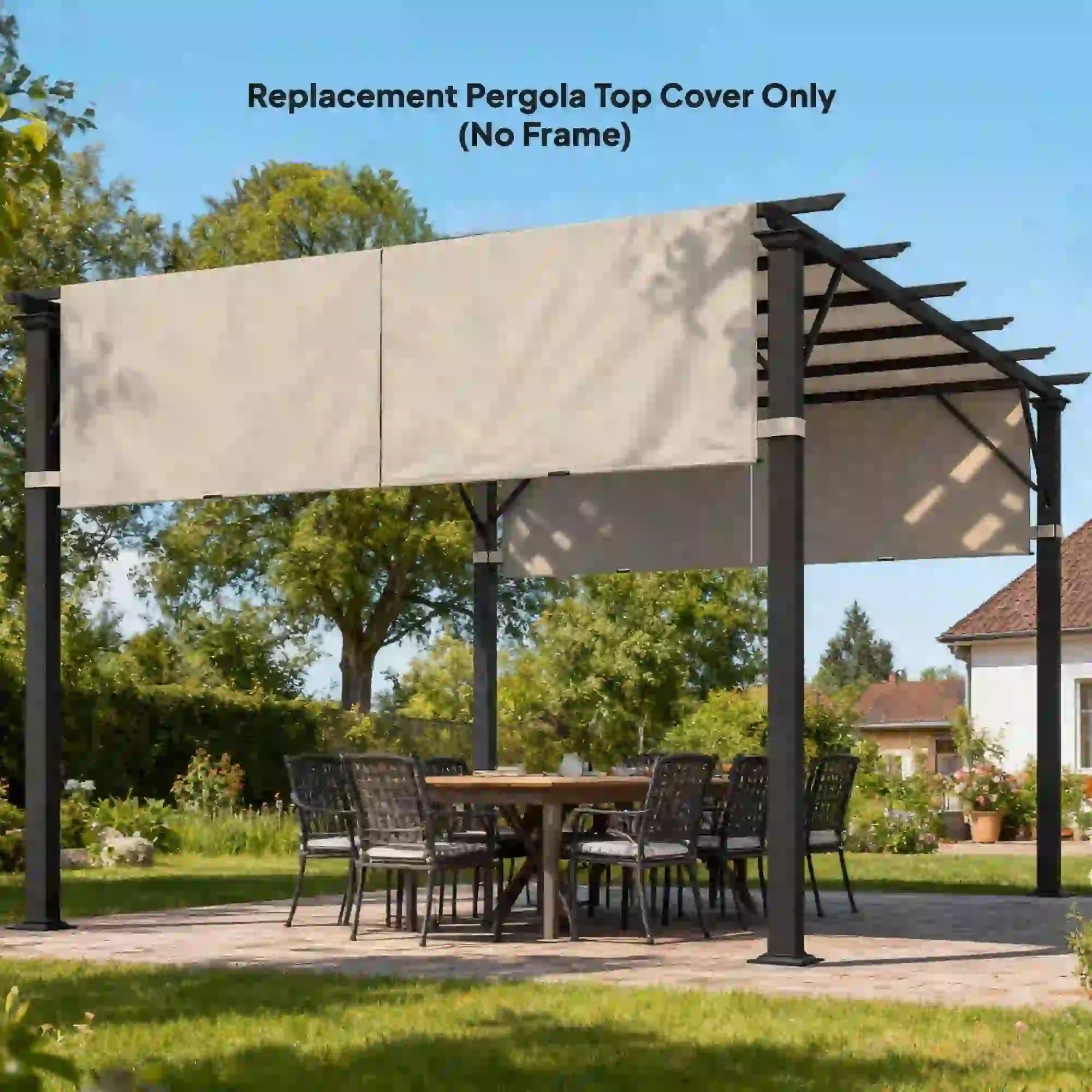 UV Protection Pergola Replacement Canopy, 10' x 11.8', Khaki - Image 10