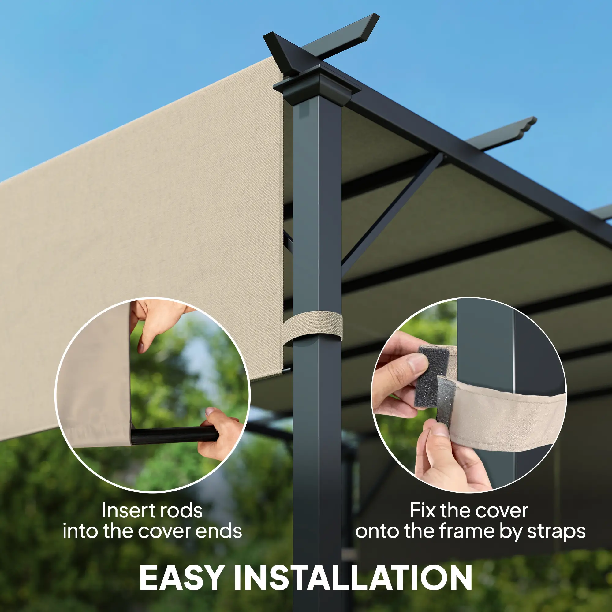 UV Protection Pergola Replacement Canopy, 10' x 11.8', Khaki - Image 6