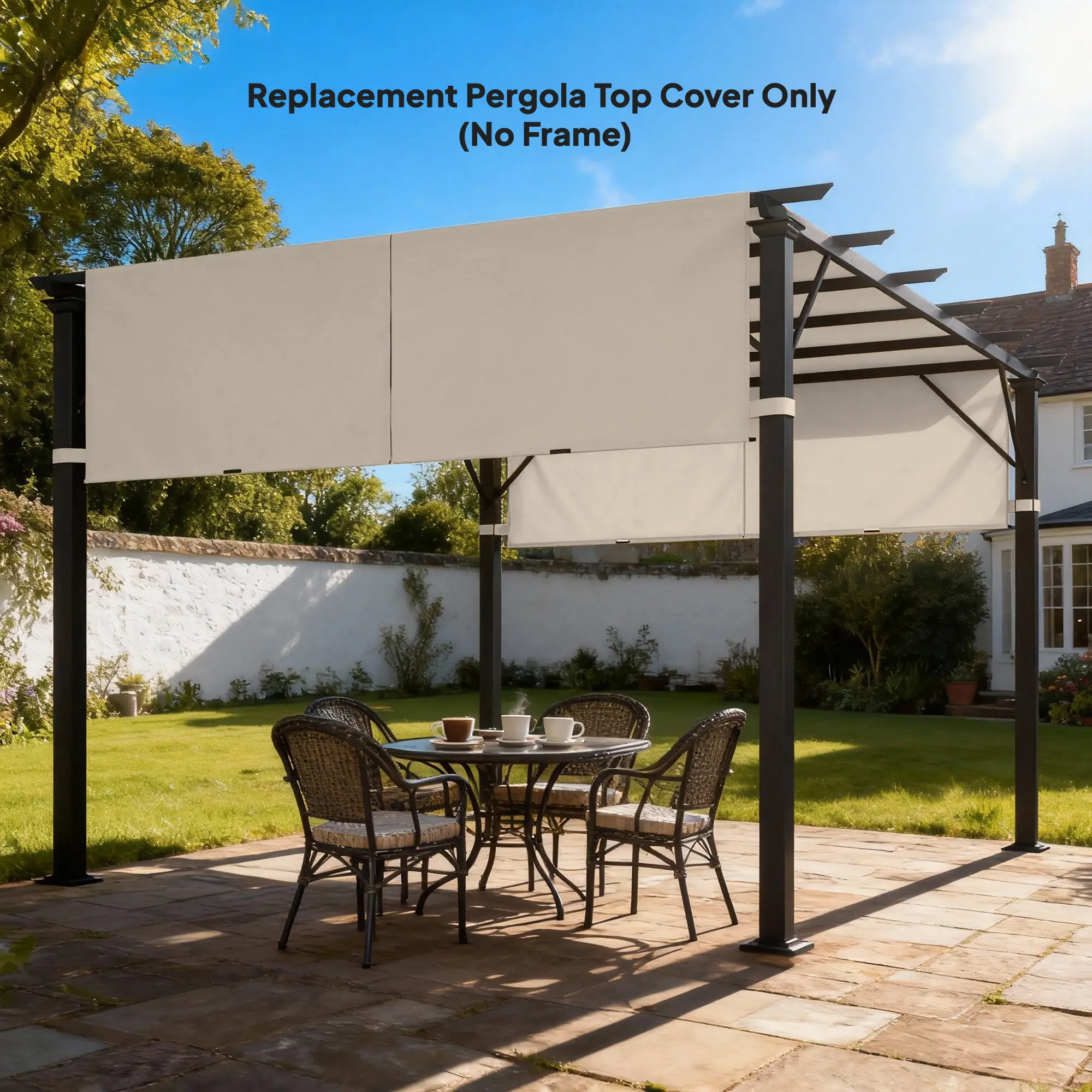UV Protection Pergola Replacement Canopy, 10' x 11.8', Khaki - Image 8