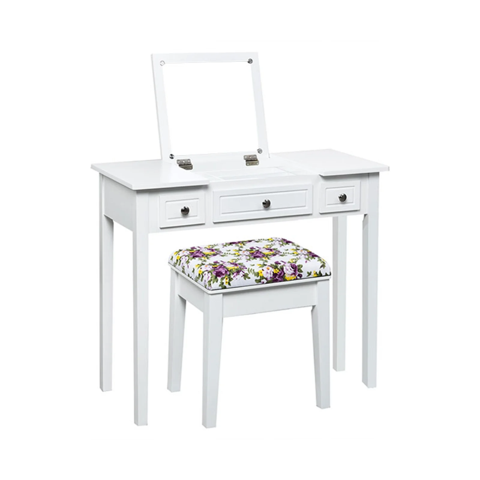 Vanity Dressing Table Set, Flip Top Mirror, 3 Drawers, White