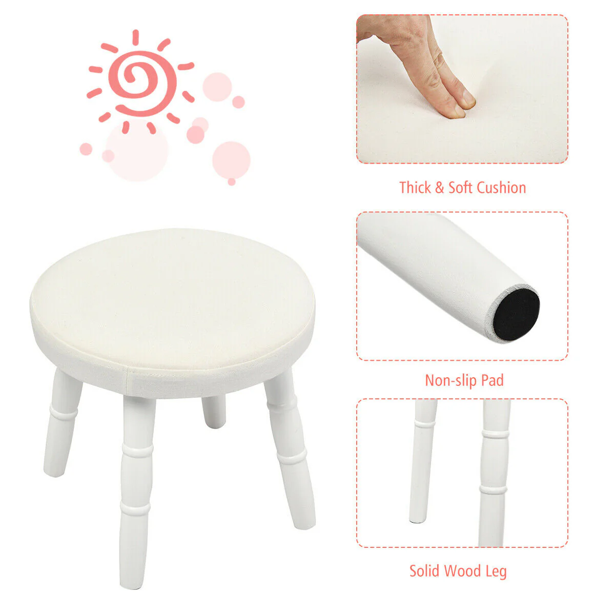 Vanity Makeup Table And Chair Set, White - Image 6