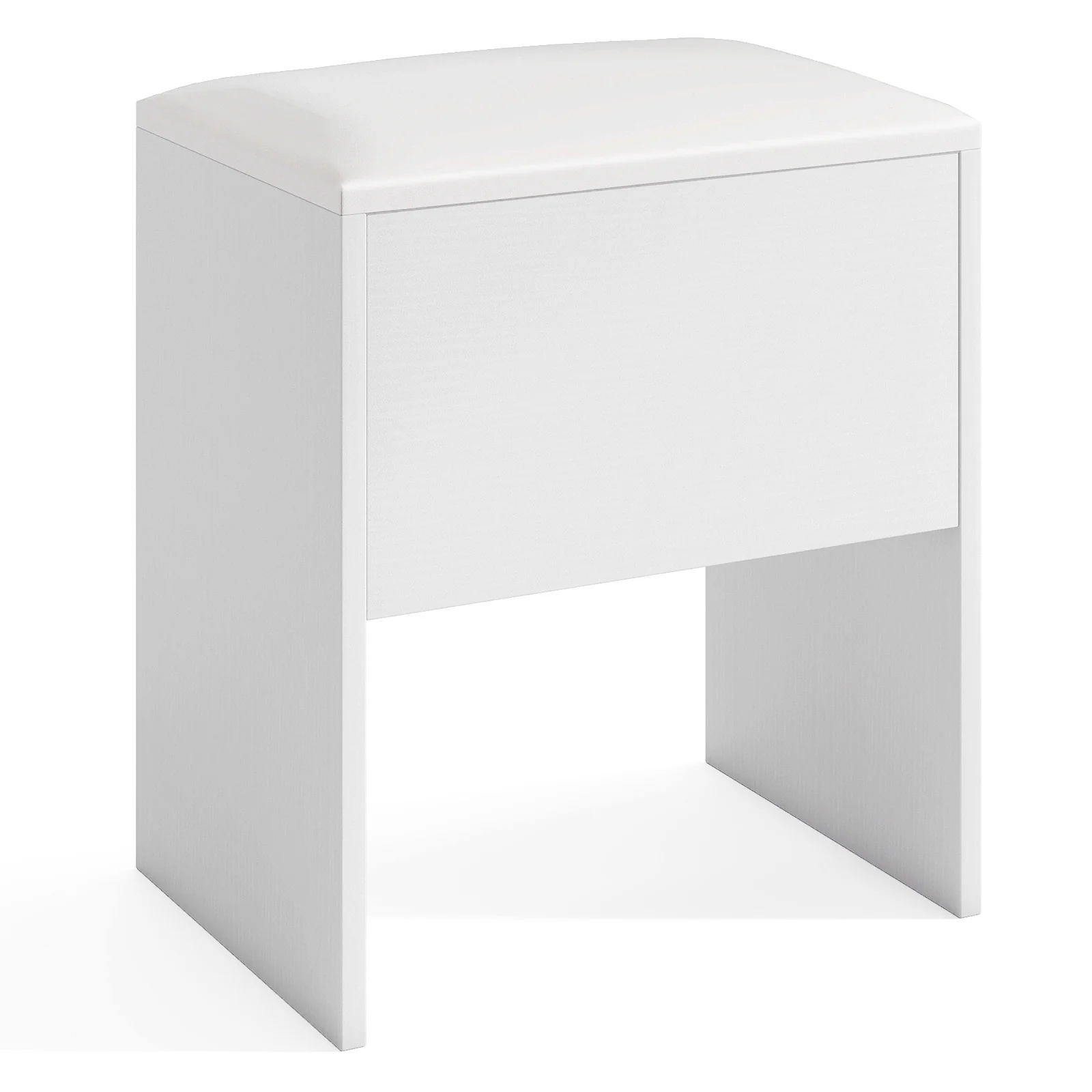 Vanity Stool With Flip Top Storage, Soft Padded Seat, White