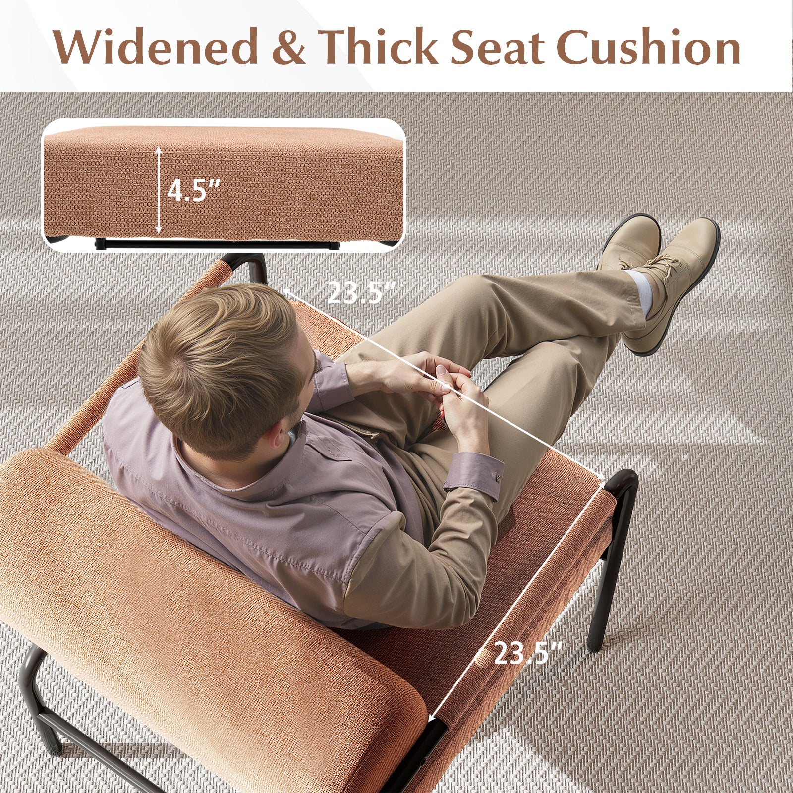 Velvet Accent Chair, Cylindrical Backrest, Metal Armrests, Brown - Image 7