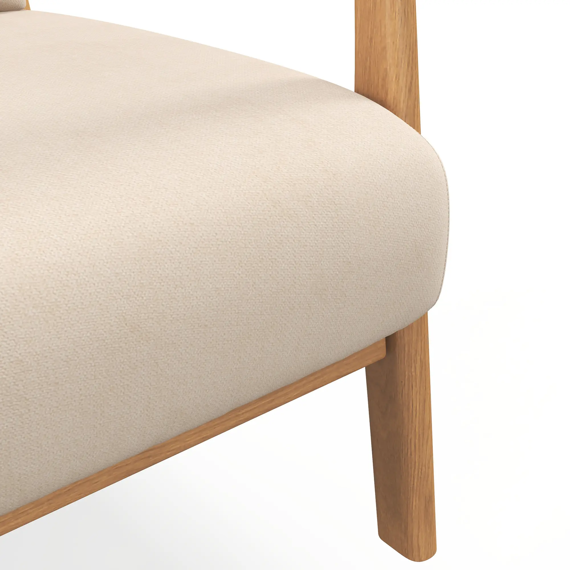 Velvet Armchair, Retro Accent Chair with Wood Legs, Beige - Image 9