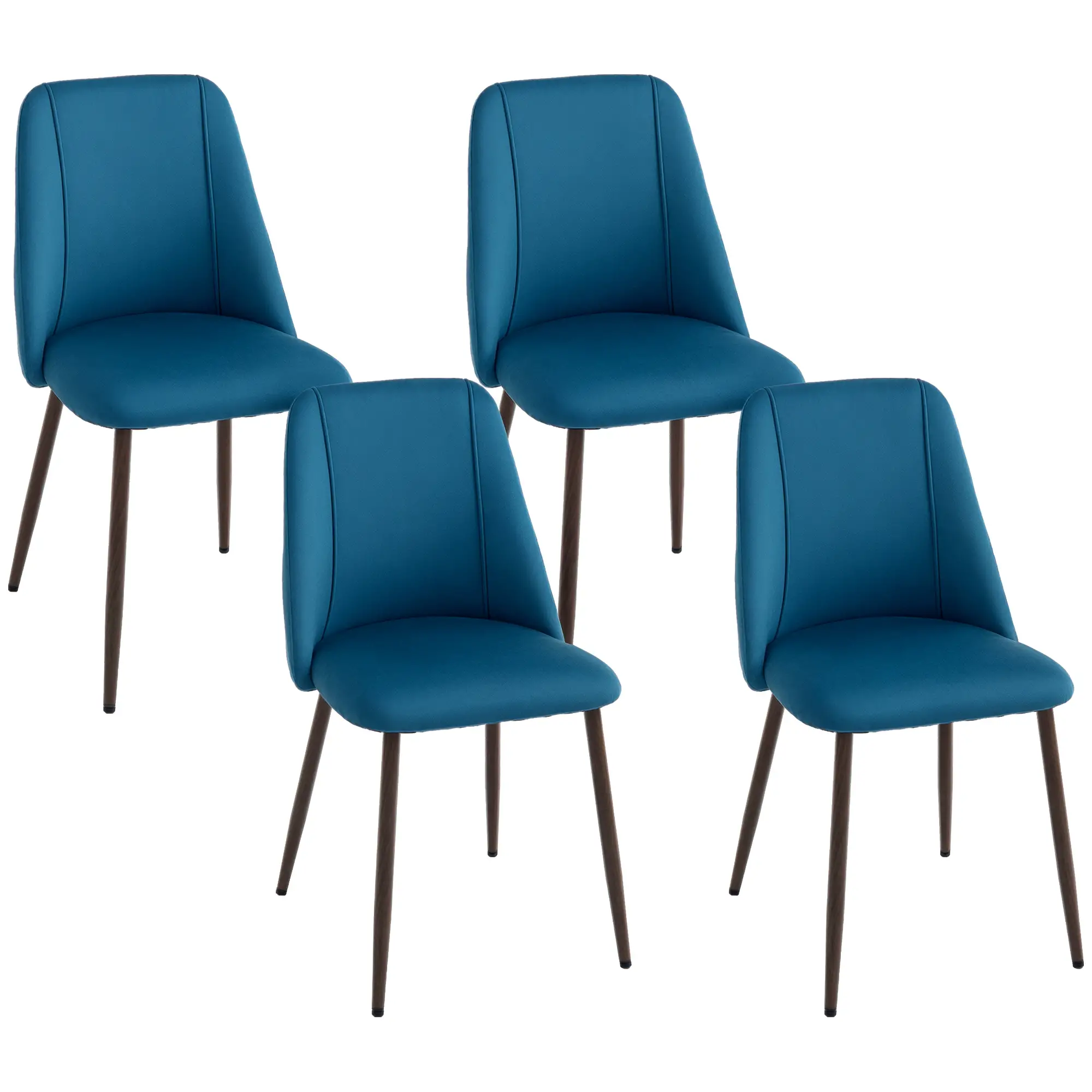 Velvet Dining Chairs Set of 4, Wood-Grain Steel Leg, Dark Blue - Image 11
