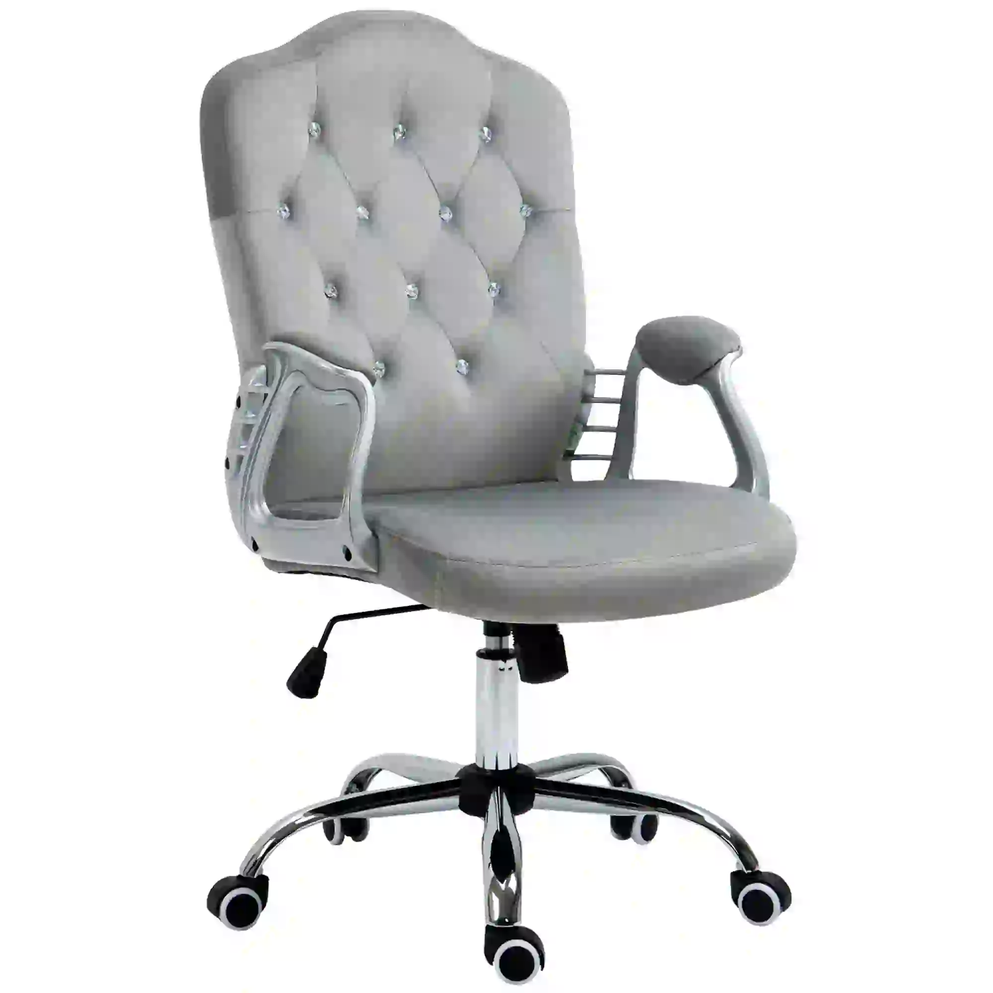 Velvet Office Chair, Button Tufted Desk Chair, Adjustable Height, Grey - Image 11