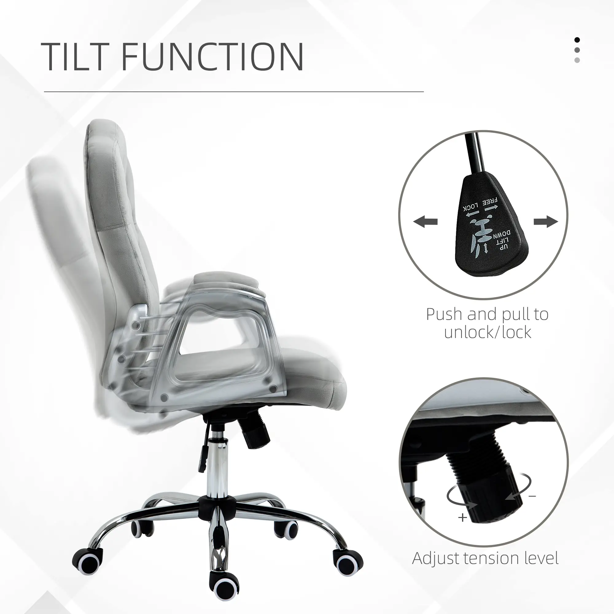 Velvet Office Chair, Button Tufted Desk Chair, Adjustable Height, Grey - Image 5