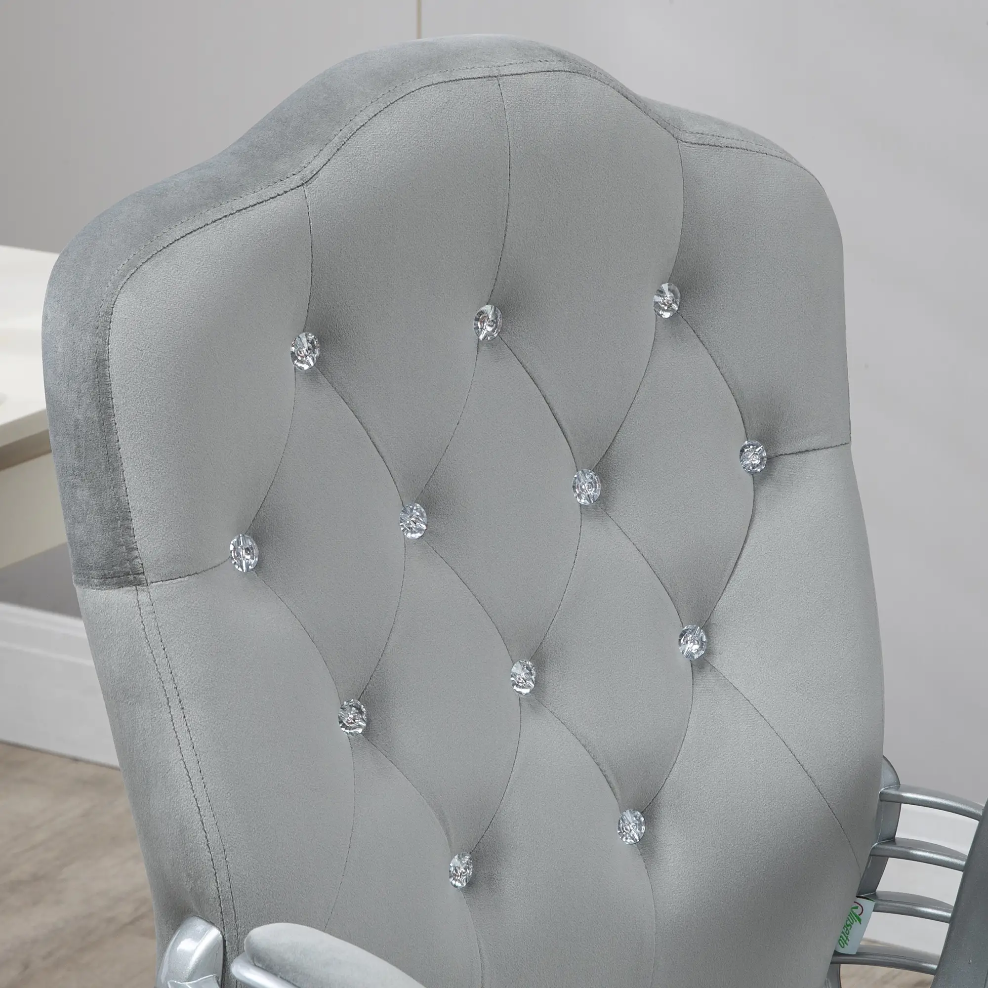 Velvet Office Chair, Button Tufted Desk Chair, Adjustable Height, Grey - Image 9