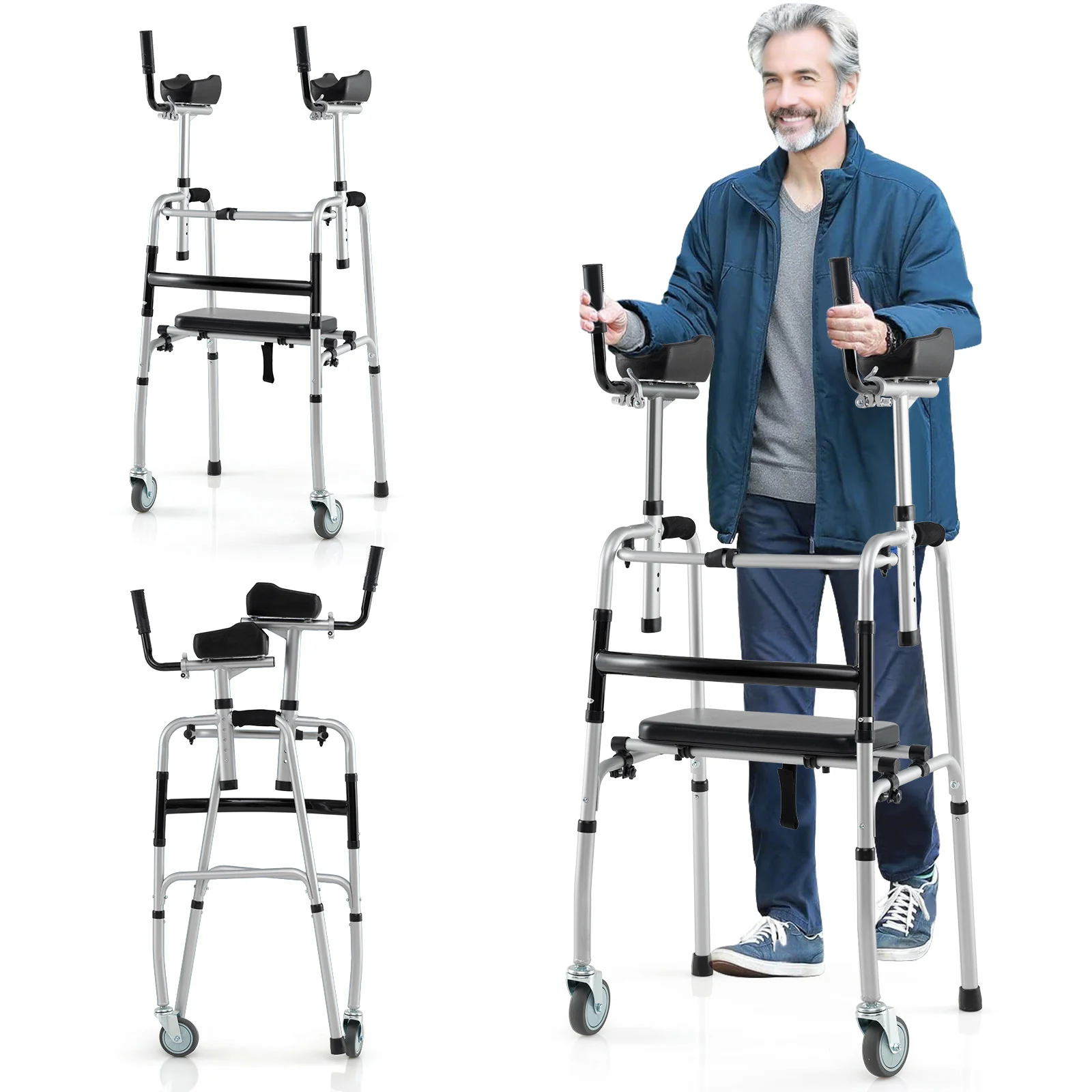 Versatile Rolling Walker, Silver - Image 4