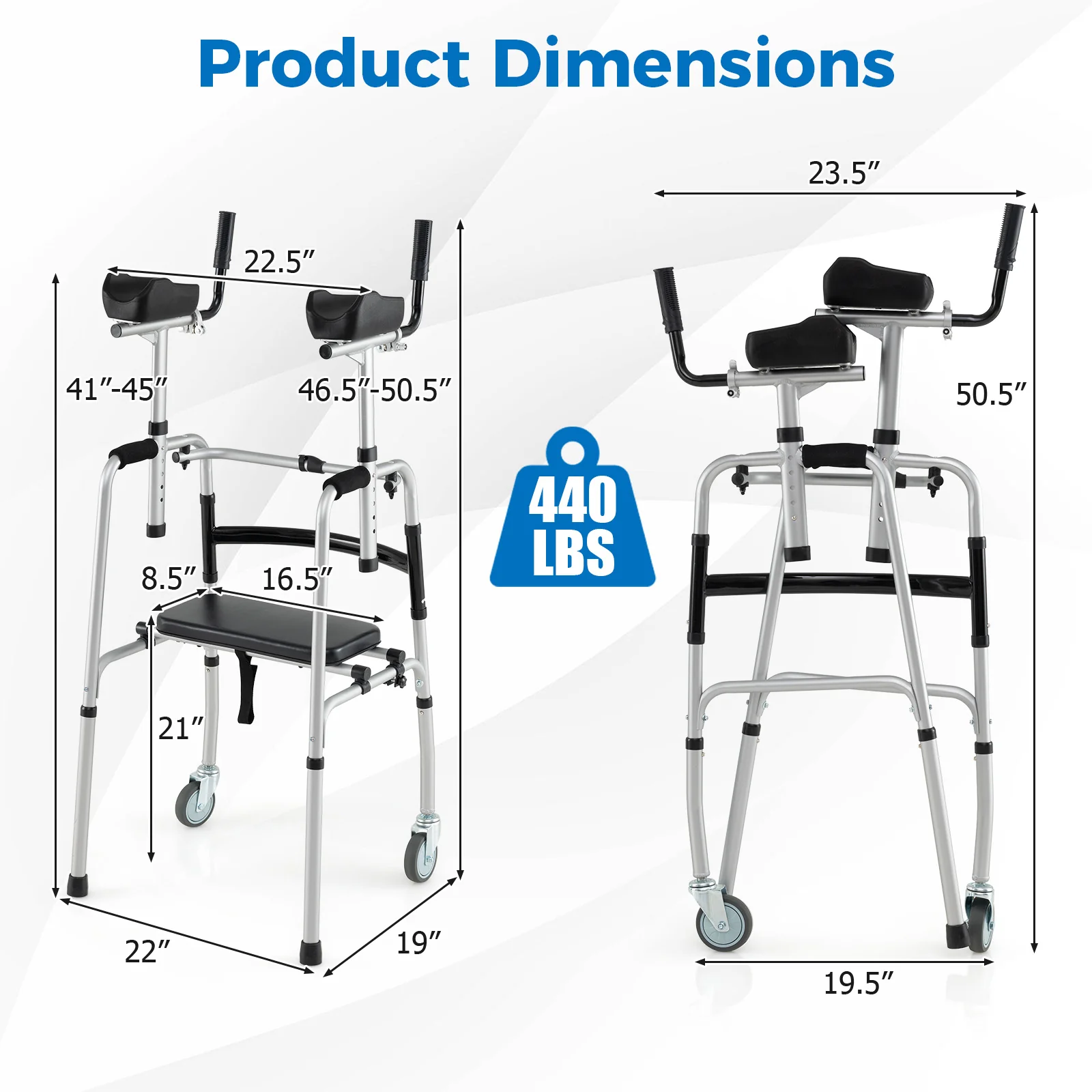 Versatile Rolling Walker, Silver - Image 5