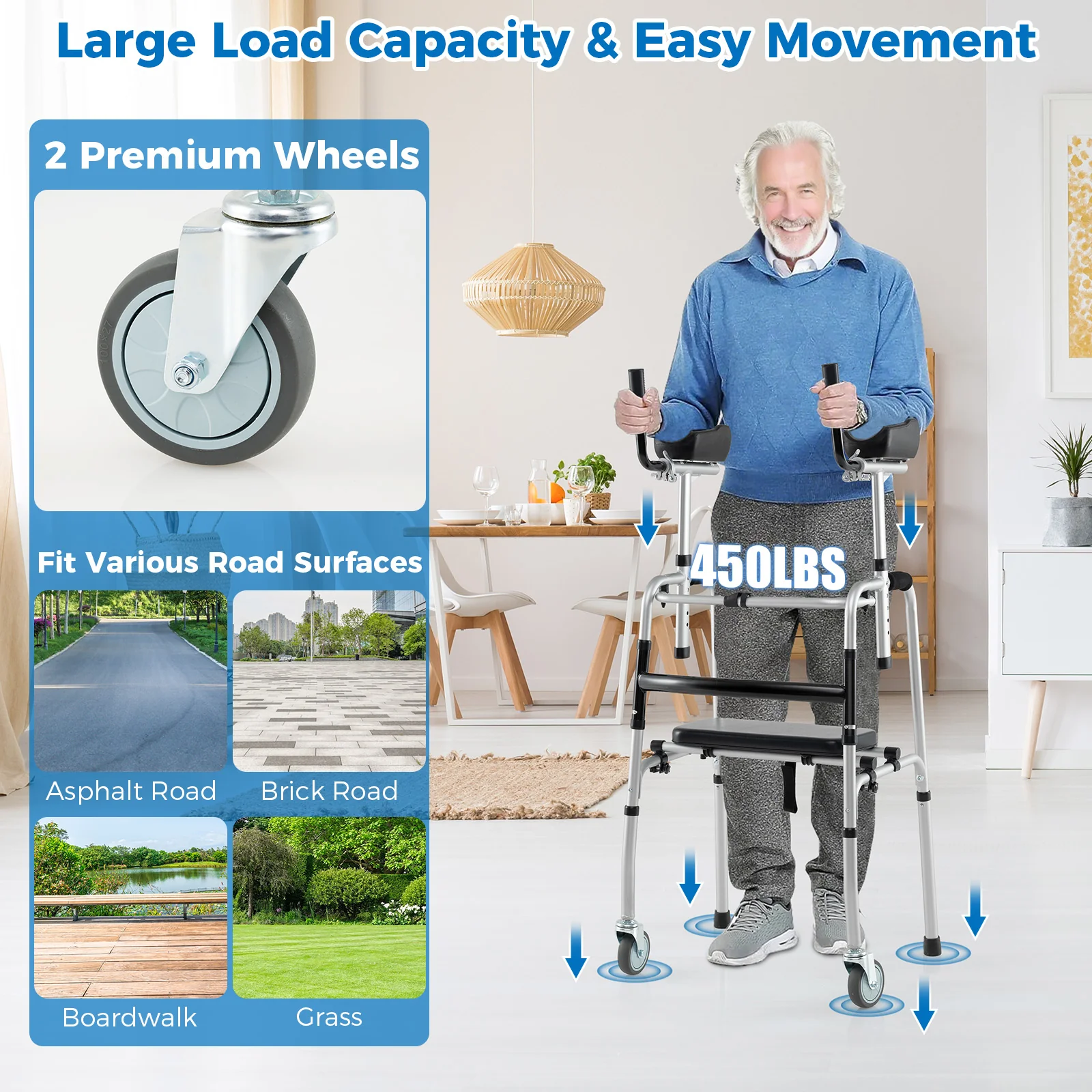 Versatile Rolling Walker, Silver - Image 6