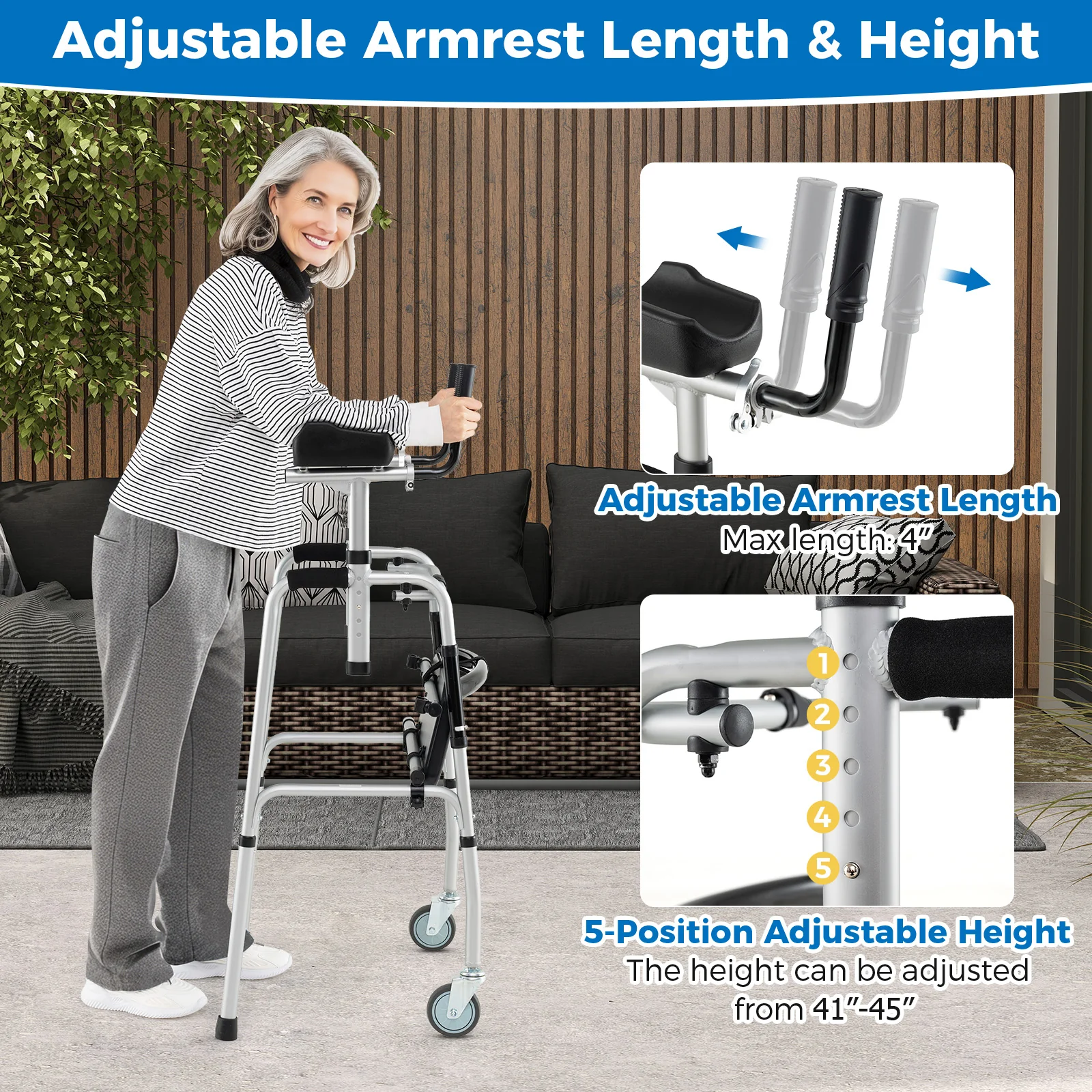 Versatile Rolling Walker, Silver - Image 7