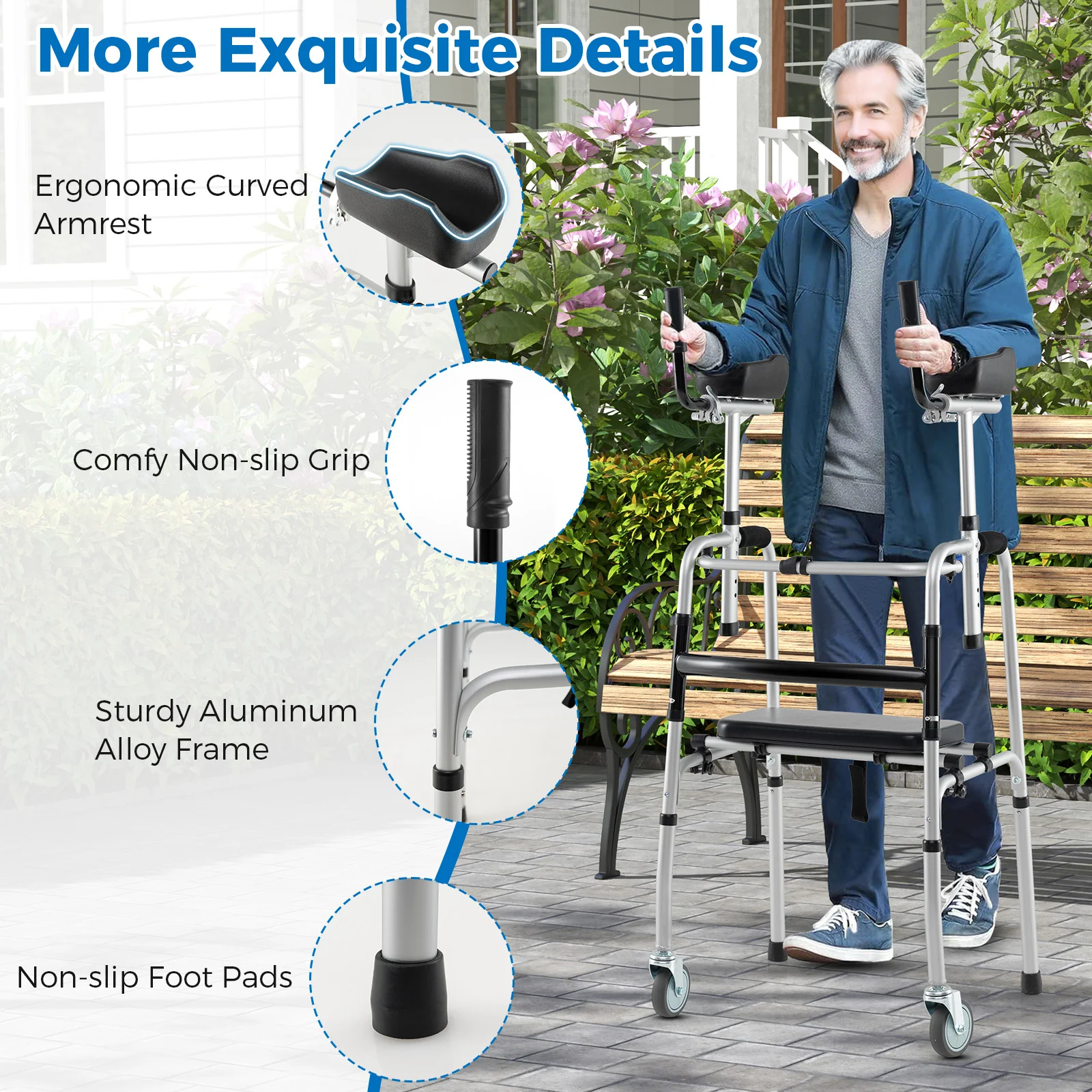 Versatile Rolling Walker, Silver - Image 9