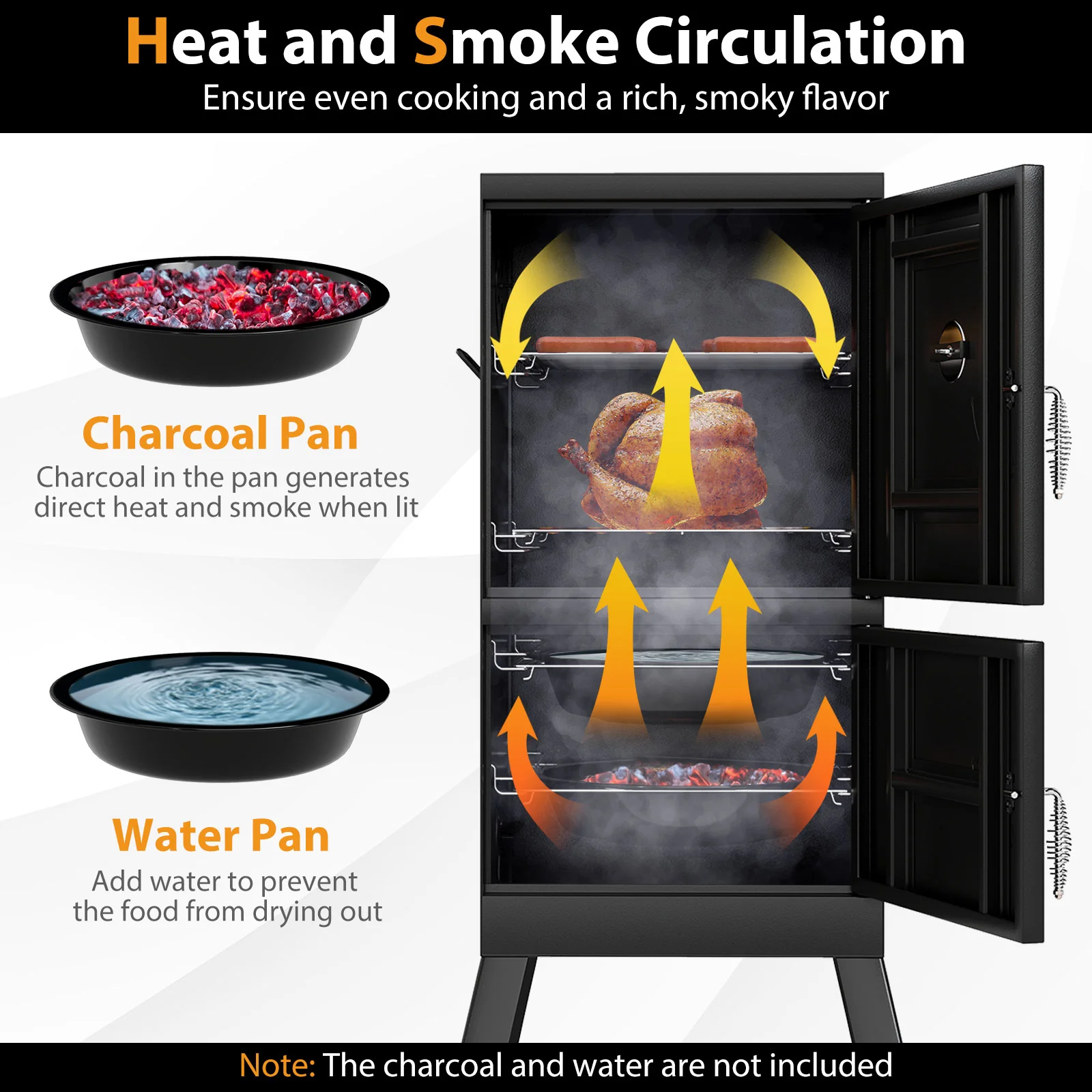 Vertical 2-Tier Outdoor Grill With Temperature Gauge, Black - Image 7