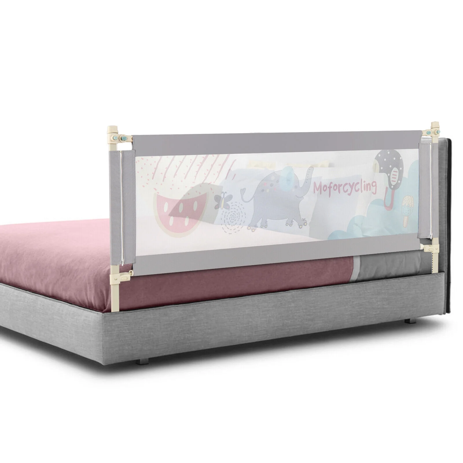 Vertical Lifting Baby Bed Rail With Lock-L, Gray - Image 3