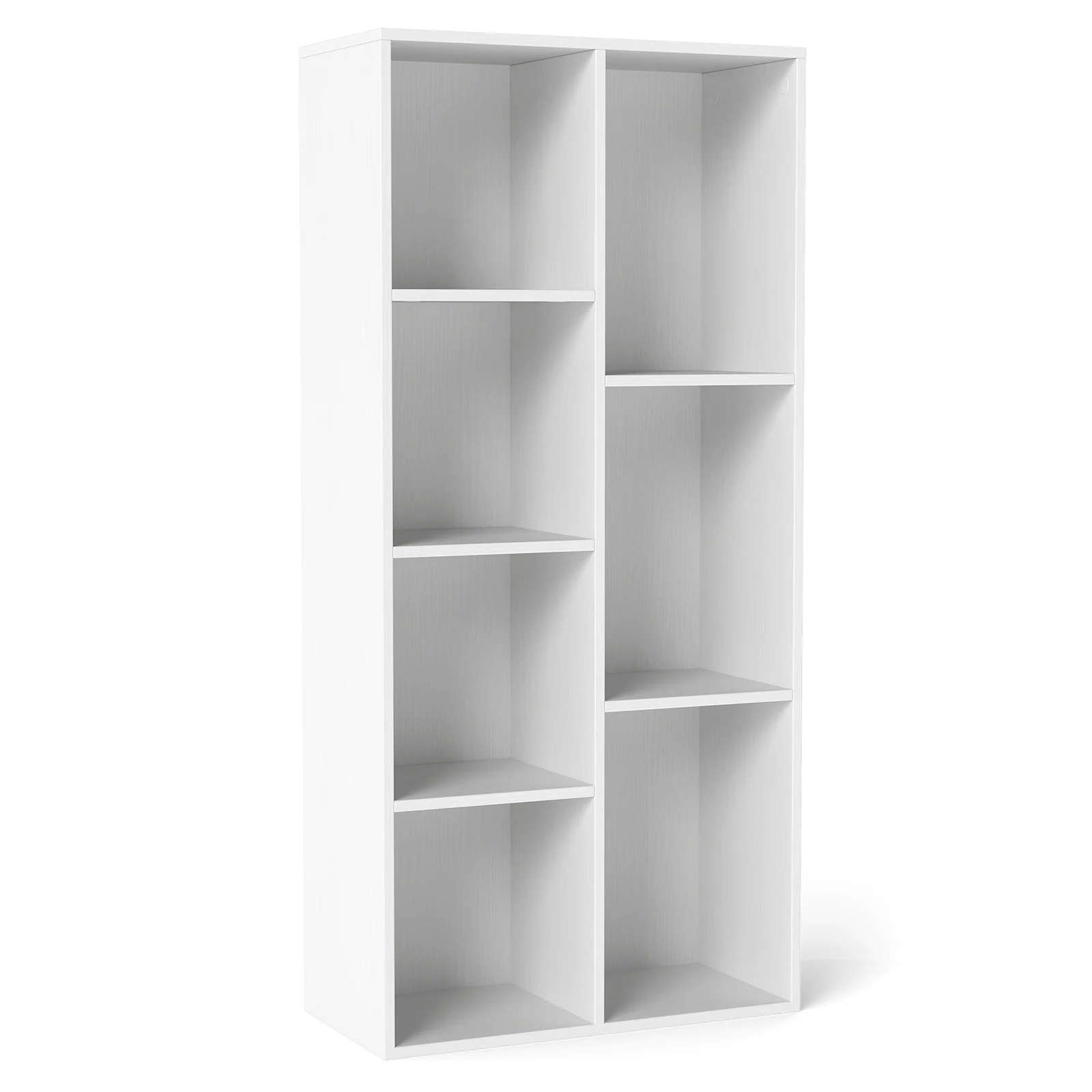 Vertical or Horizontal Freestanding Bookshelf with 7 Compartments, White - Image 5