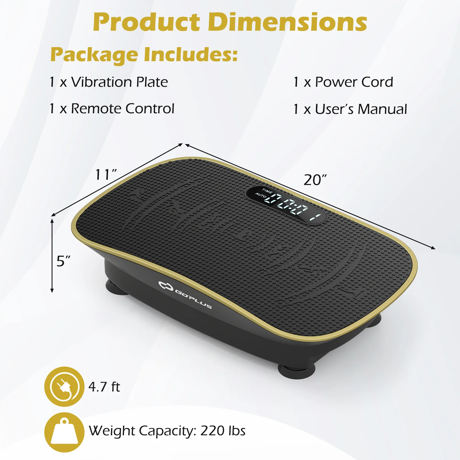 Vibration Plate Exercise Machine, 10 Speed Intensities, Black - Image 5