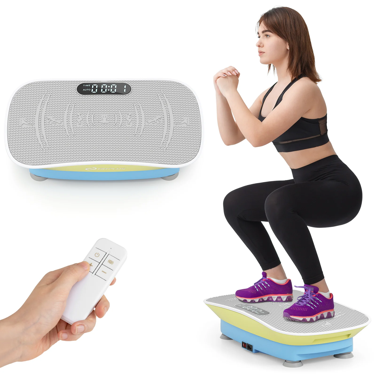 Vibration Plate Exercise Machine, 10 Speed Intensities, Blue & Green - Image 5