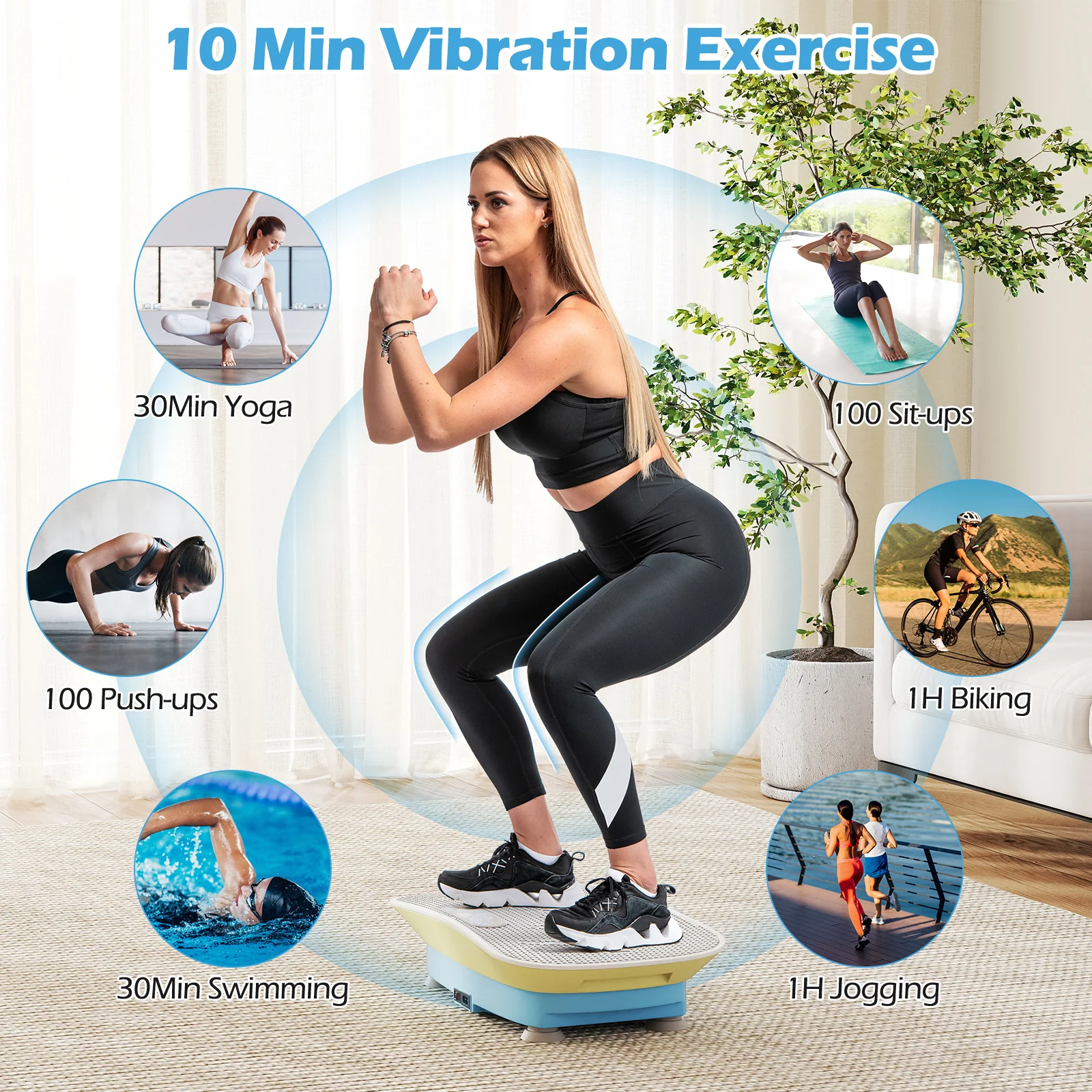 Vibration Plate Exercise Machine, 10 Speed Intensities, Blue & Green - Image 7