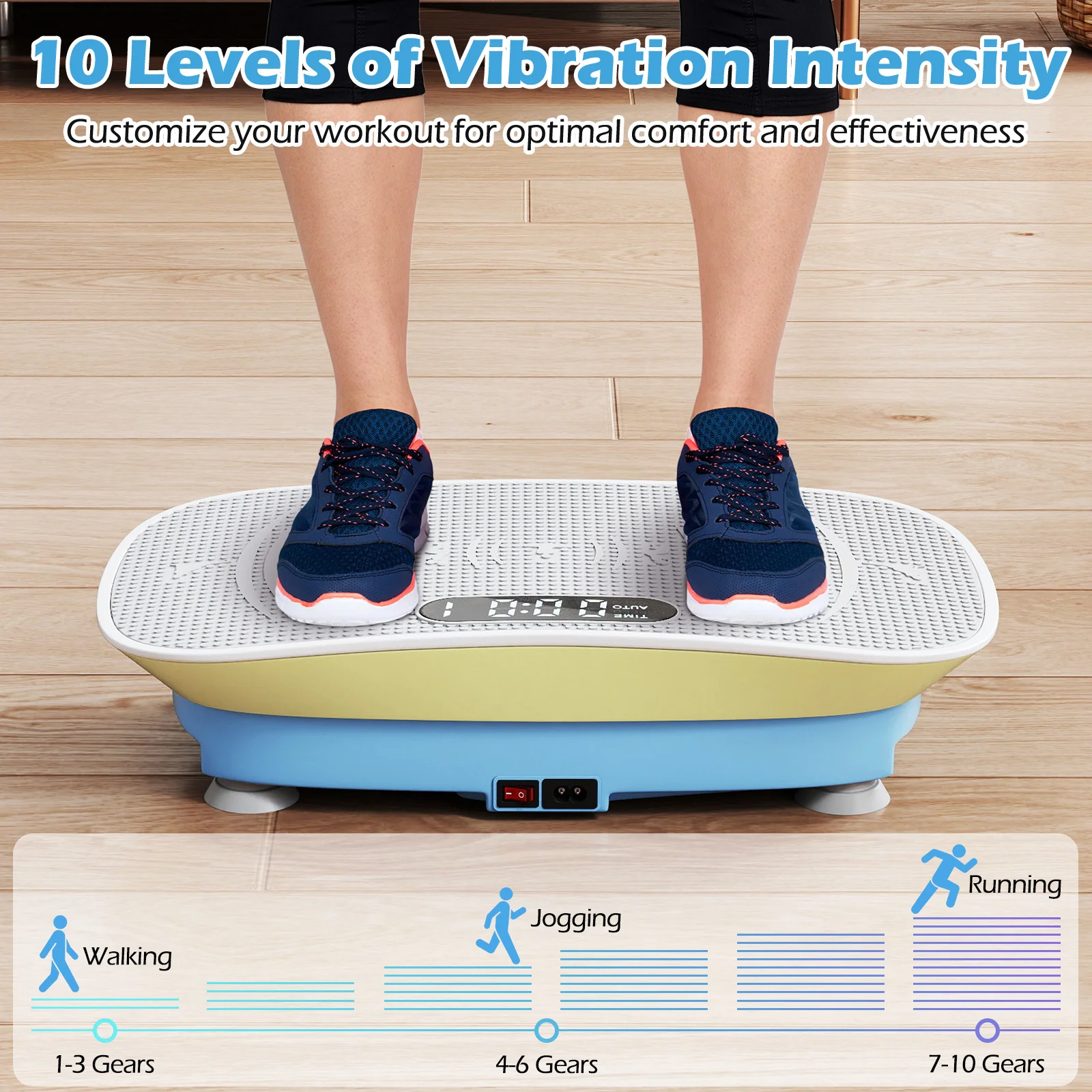 Vibration Plate Exercise Machine, 10 Speed Intensities, Blue & Green - Image 8