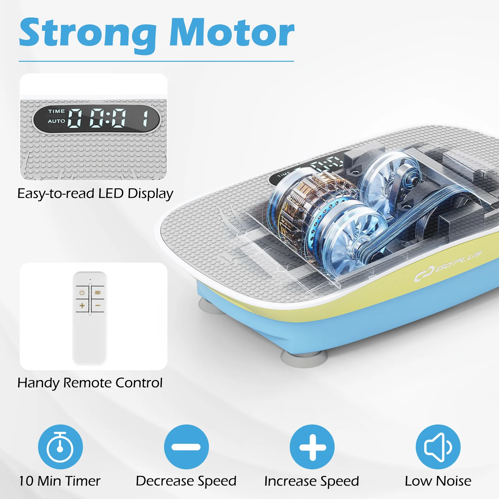 Vibration Plate Exercise Machine, 10 Speed Intensities, Blue & Green - Image 9
