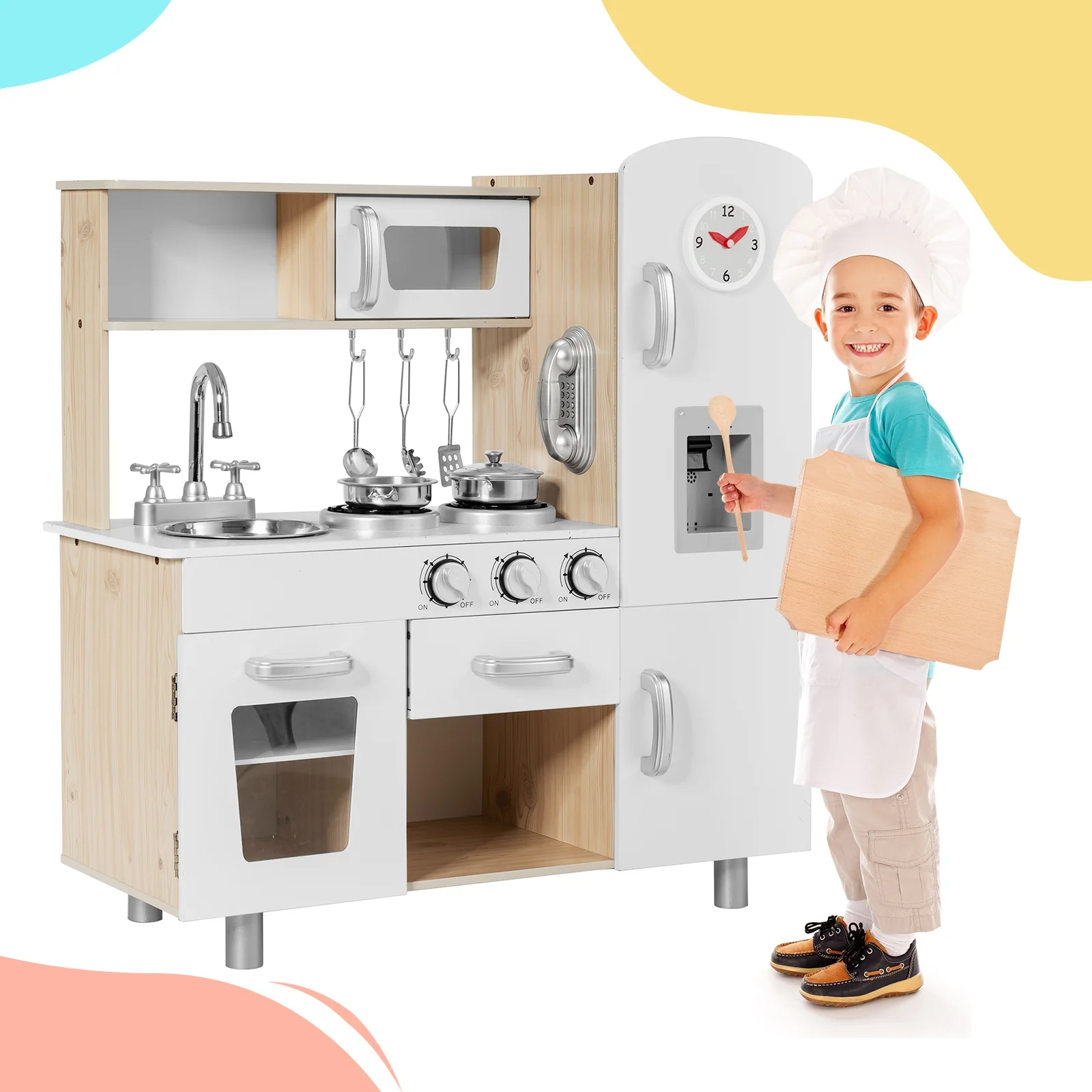 Vintage Play Kitchen Pretend Cooking Playset, White - Image 6