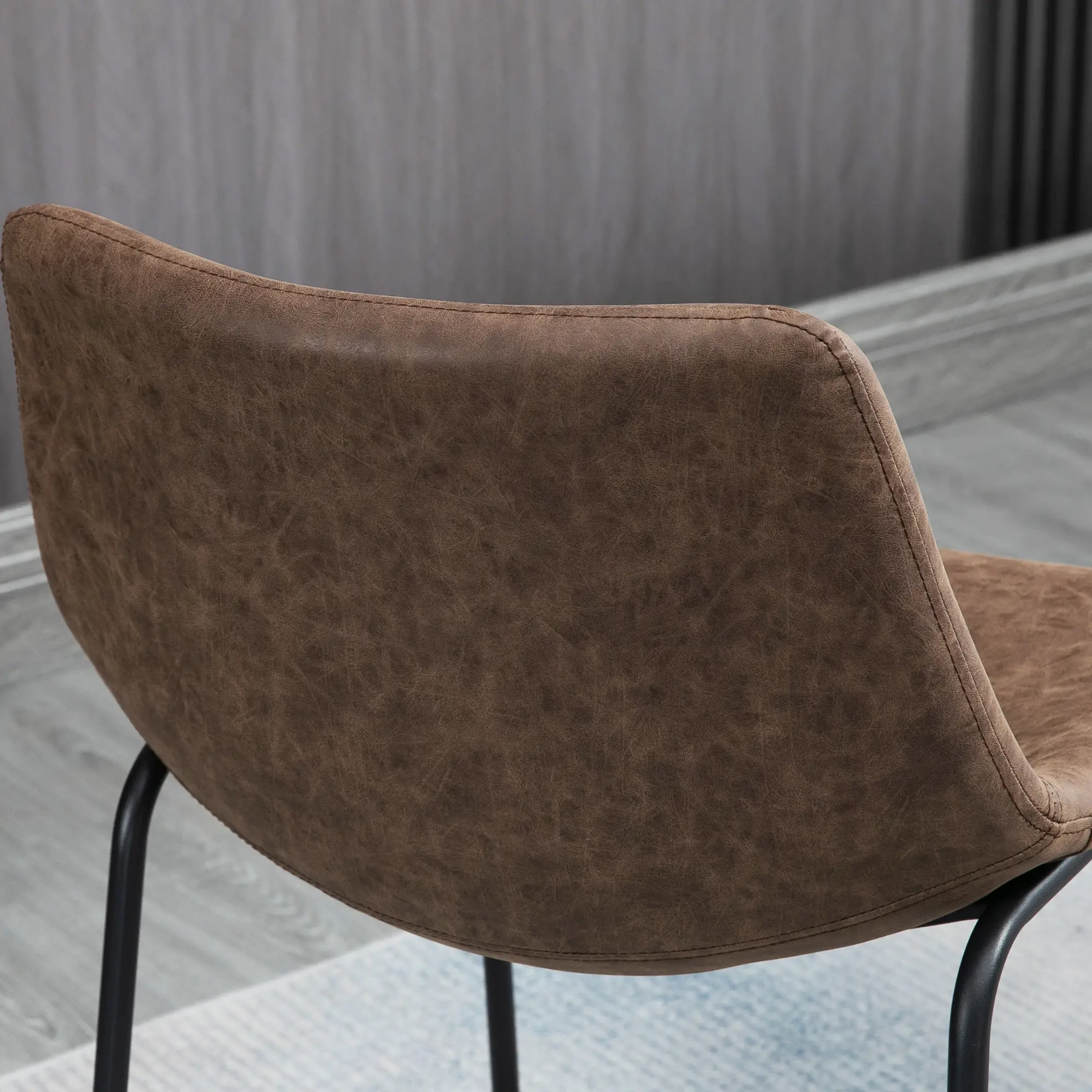 Vintage PU Leather Bar Stools, Set of 2, Counter Height, Brown - Image 9