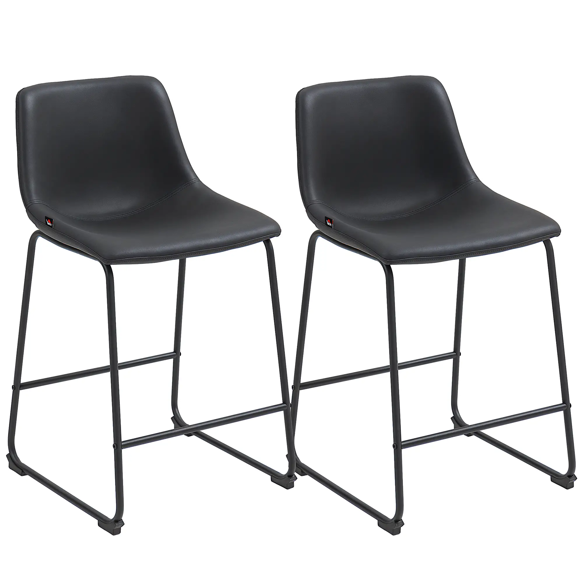 Vintage PU Leather Counter Height Bar Stools, Set of 2, Dark Brown - Image 11
