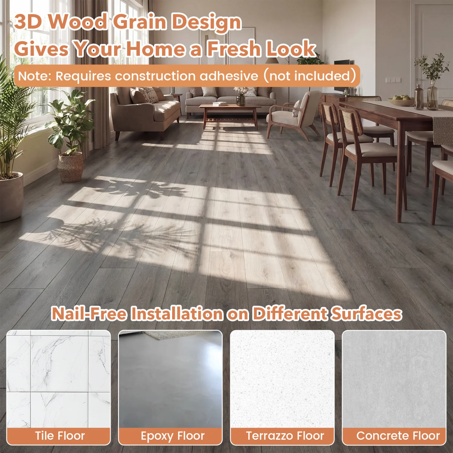Vinyl Plank Flooring Floor Tile, Waterproof - Image 6