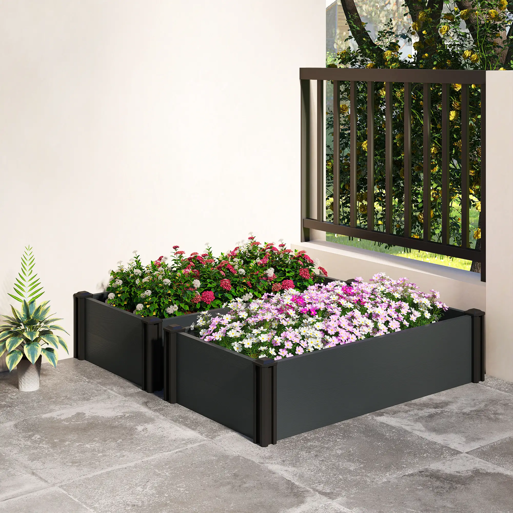 Vinyl Raised Garden Bed Kit, 2 Elevated Boxes, Open Bottom, Screwless Planter - Image 10